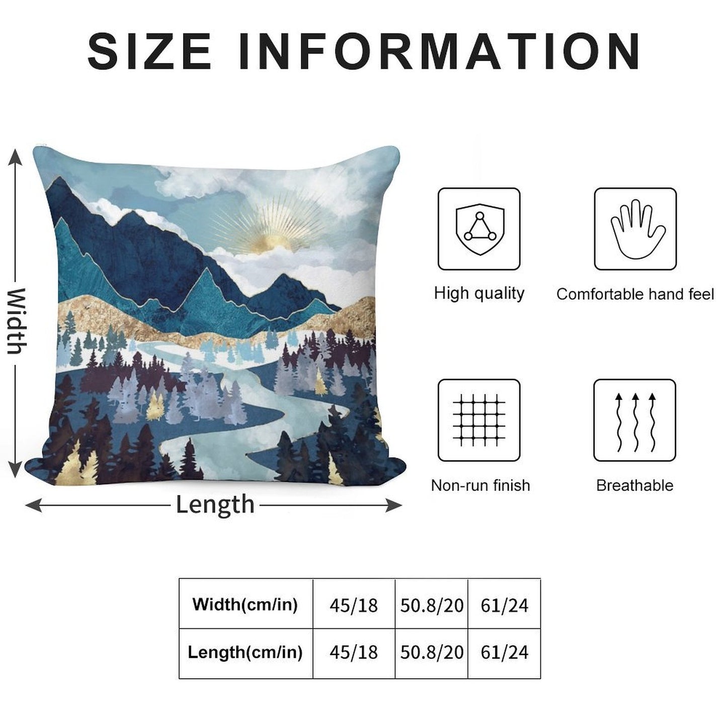 Valley Sunrise Soft Shrink-Resistant Throw Pillow