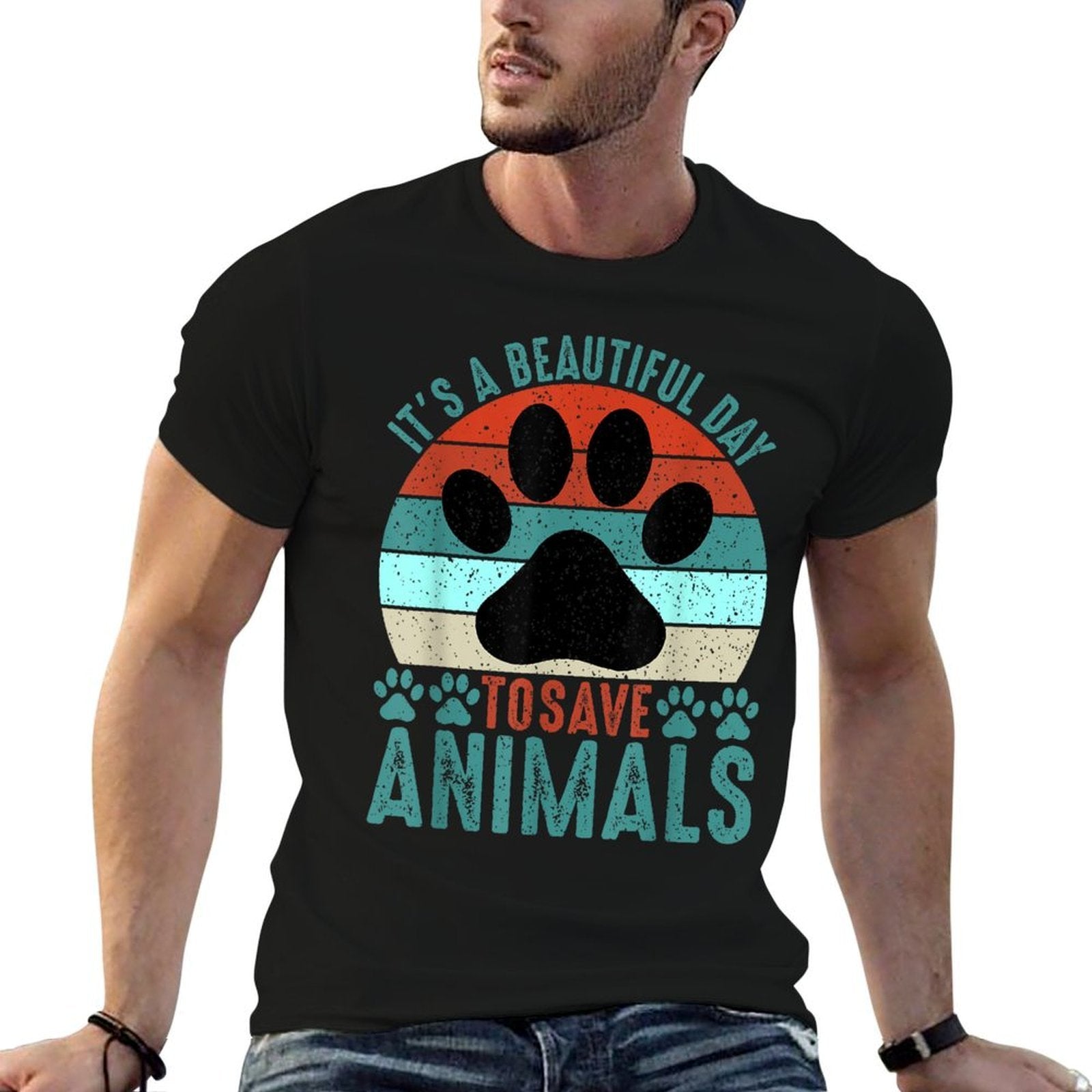 A Beautiful Day To Save Animals Rescue Animals  Cotton T-Shirt