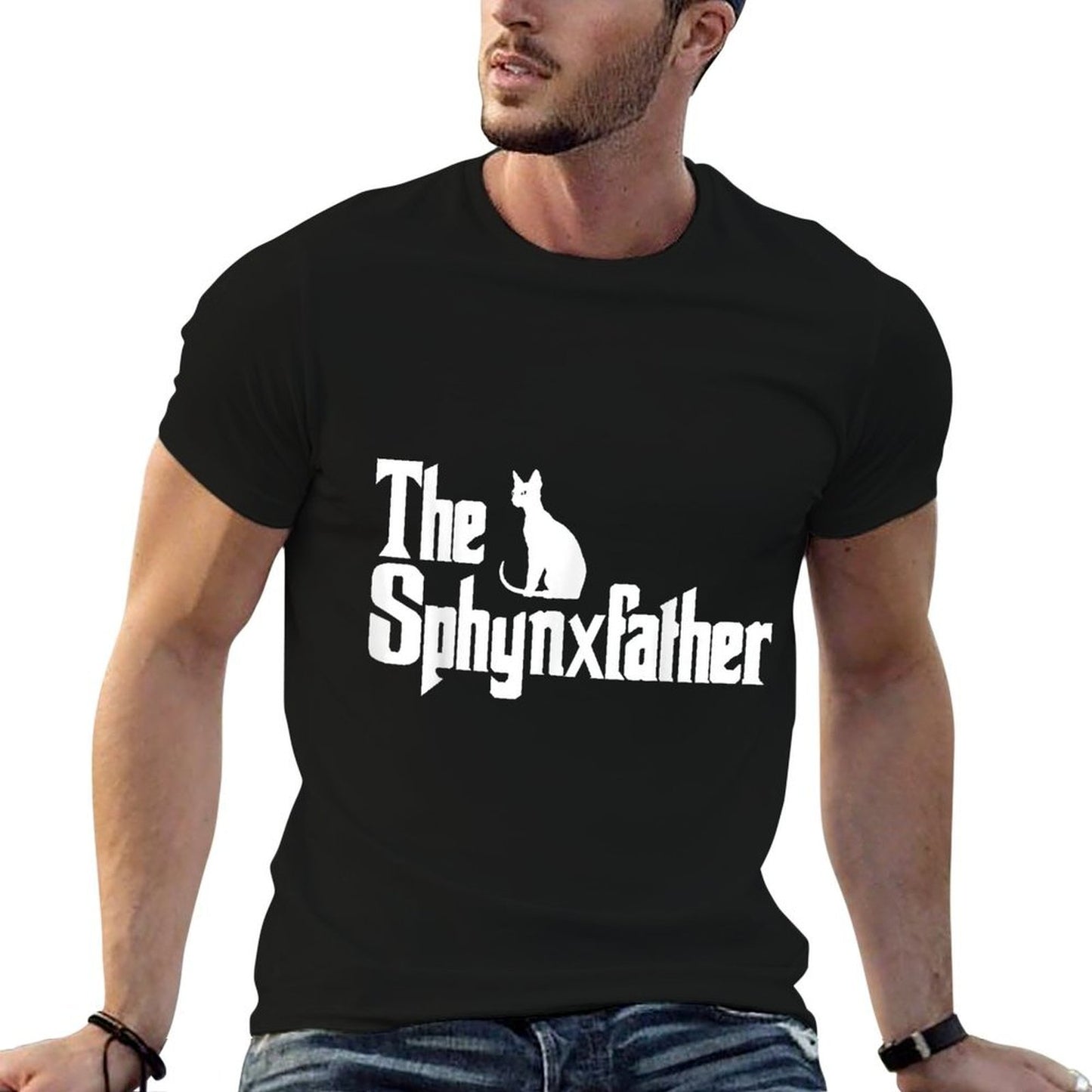 The SphynxFather Funny Cat Dad Men Sphynx Lover Gifts Easy-care T-Shirt