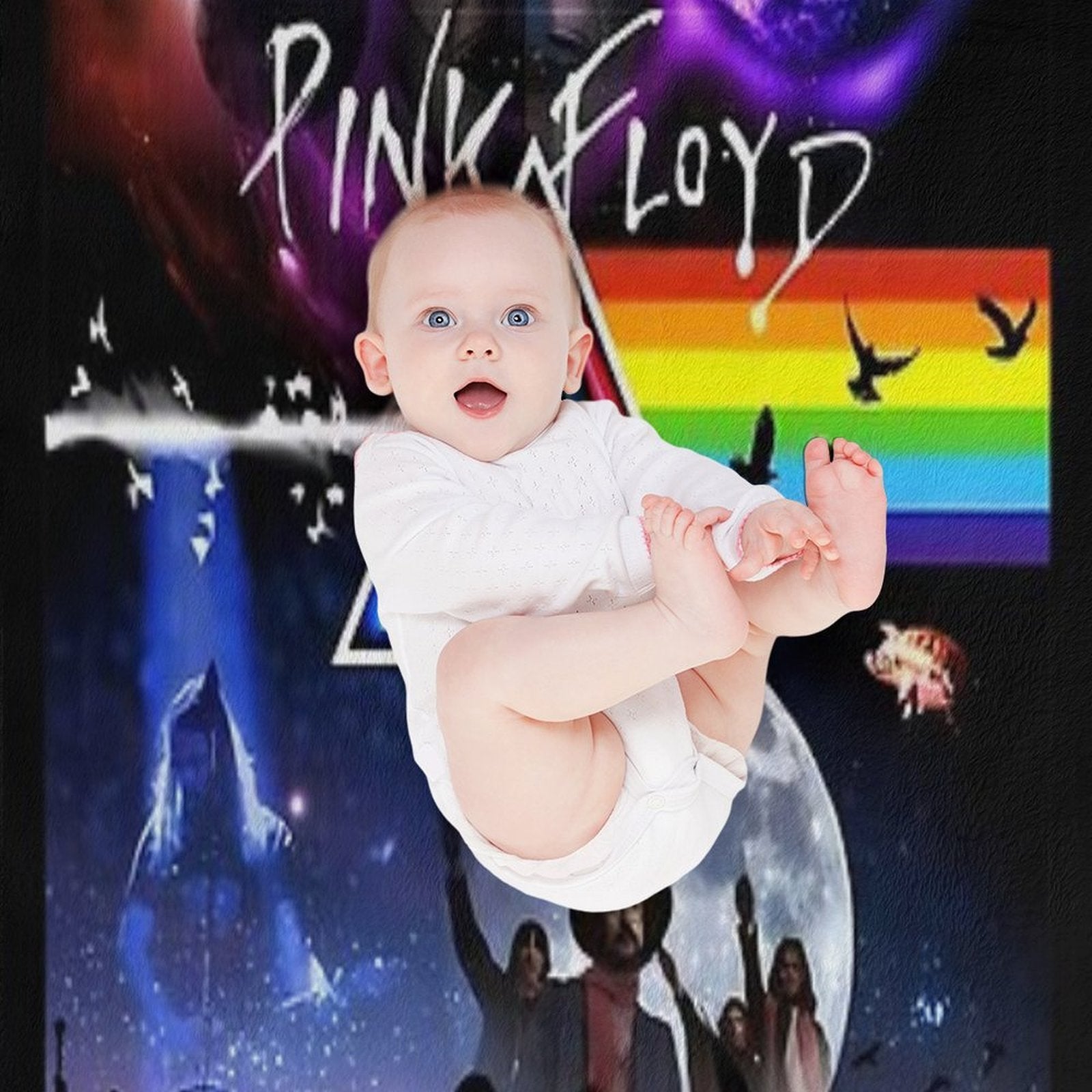 Pink Floyd Collage - Zea Shrink-resistant Throw Blanket