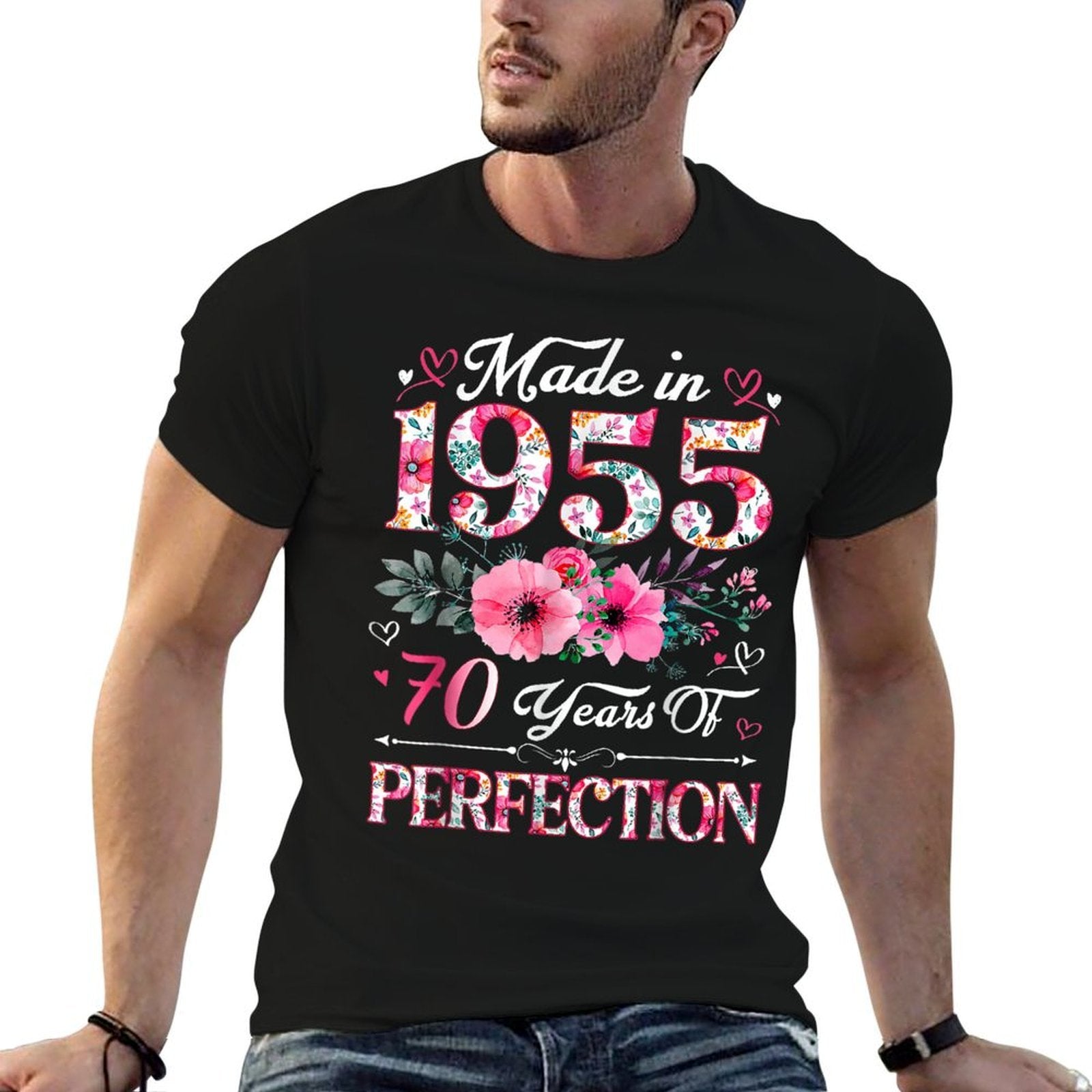 70 Year Old Made In 1955 Floral 70th Birthday Women  Trendy Pattern T-Shirt
