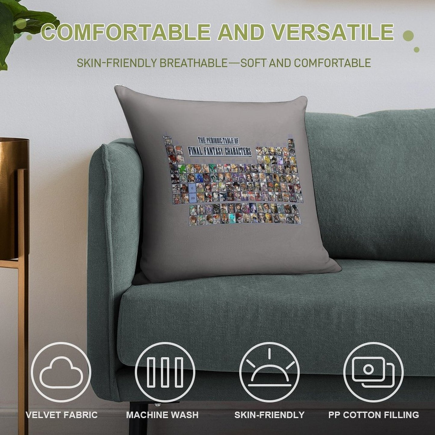 The Periodic Table of Final Fantasy Characters Soft Style Accent Throw Pillow