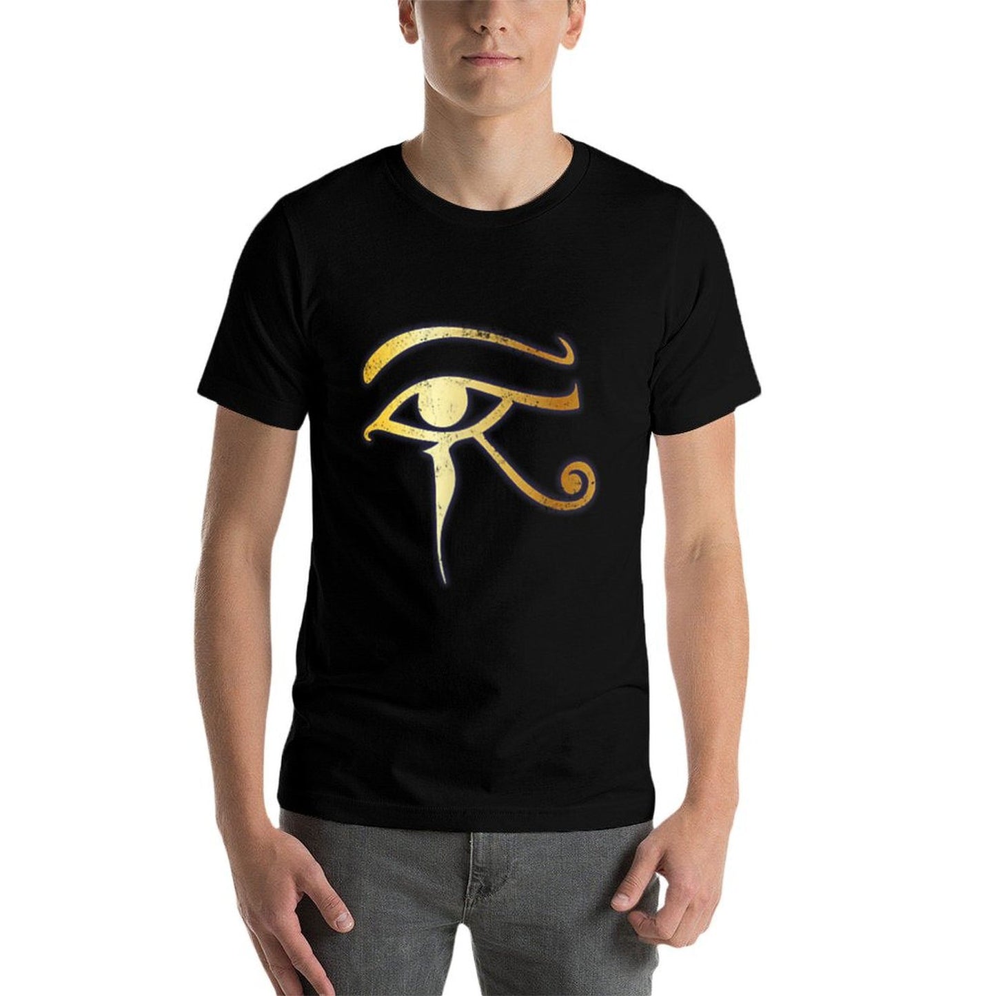 The Eye of Horus Ra Egyptian Symbol of Protection - Pocket Ribbed Collar T-Shirt