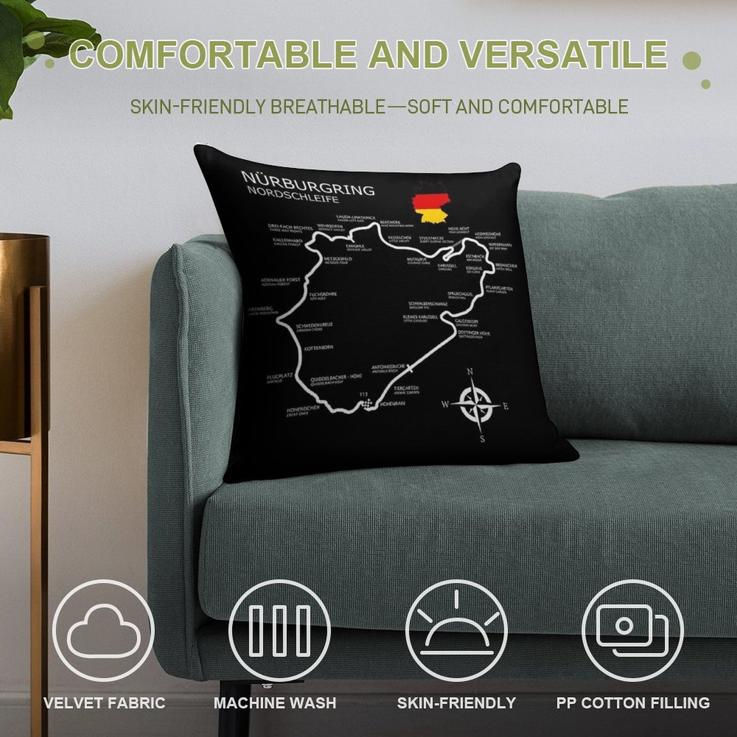 The Nurburgring - Nordschleife Soft Bedroom Essential Throw Pillow