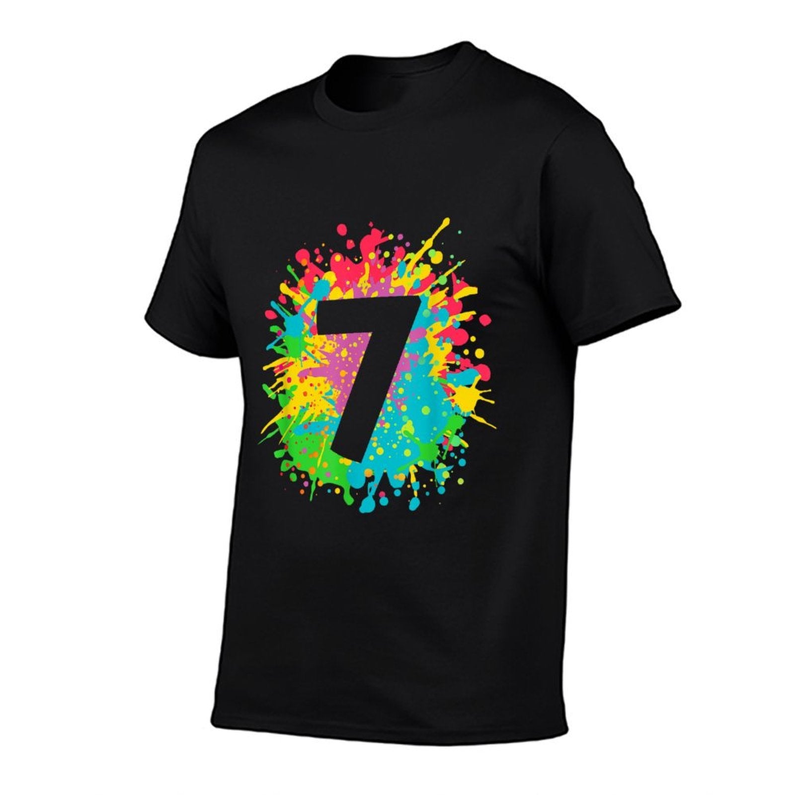 7th Birthday Paint Splashes T-shirt for Kids, Girls, Boys.  Quick-drying T-Shirt