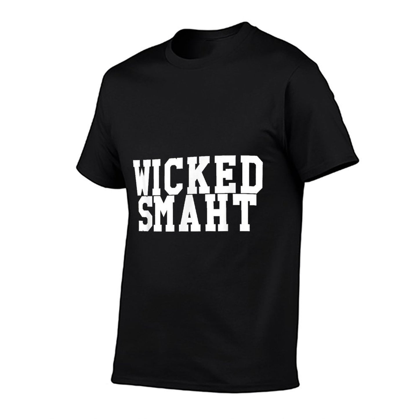 Wicked Smaht Funny Boston New England Accent Ribbed Collar T-Shirt