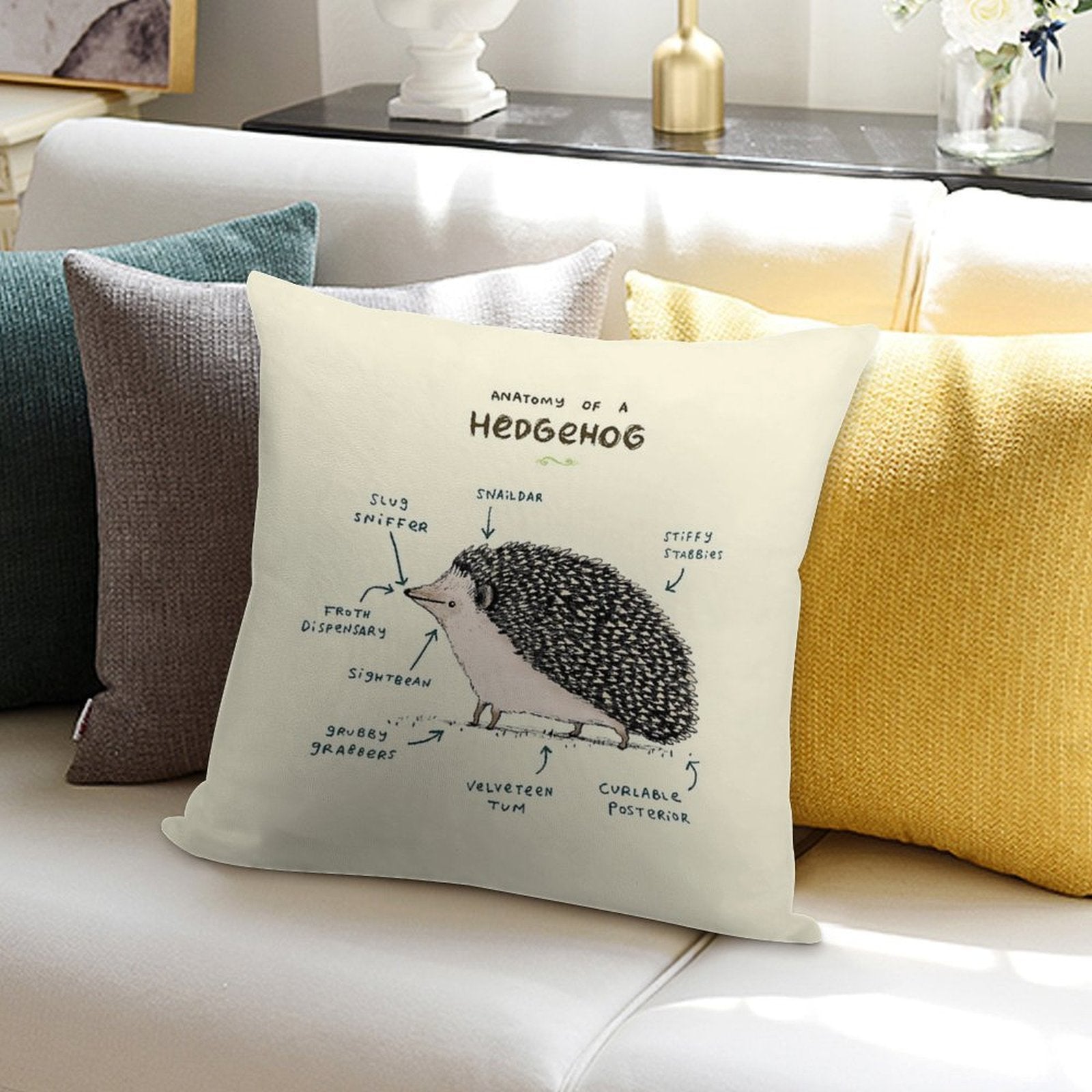 Anatomy of A Hedgehog Soft Warmth Comfort Throw Pillow