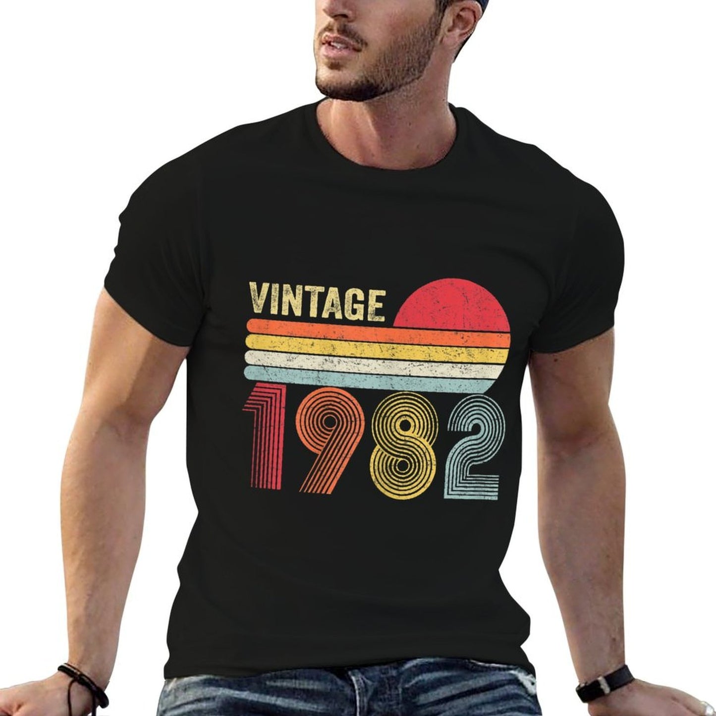 Womens Vintage 1982 40th Birthday Gift Men Women 40 Years Old Oversized Silhouette T-Shirt