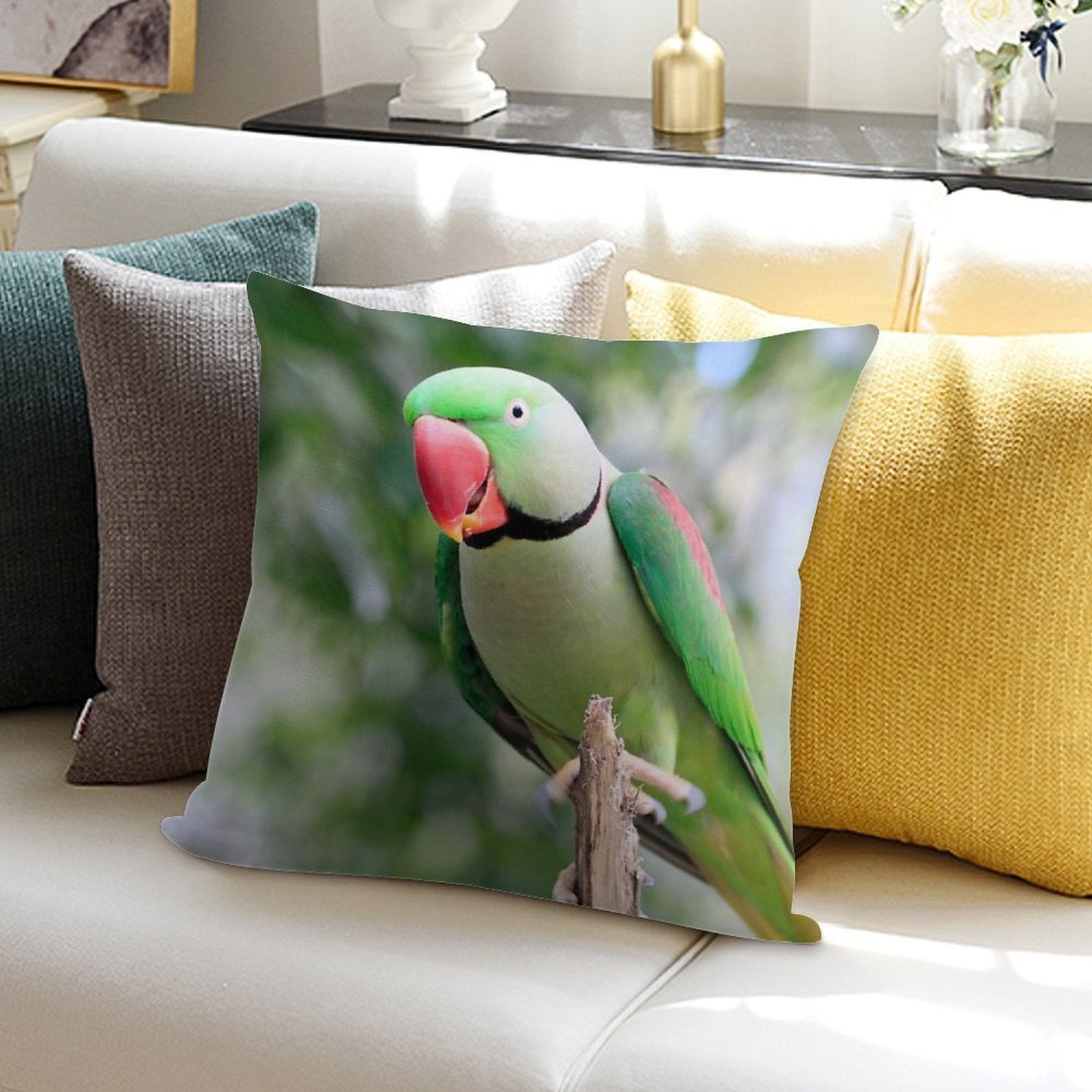 Alexandrine Parrot Soft Ultra-Soft Texture Throw Pillow