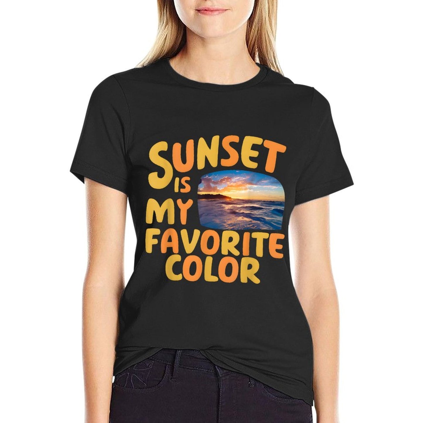 Sunset Is My Favorite Color Ocean Vista Beach Lover Oversized Silhouette T-Shirt