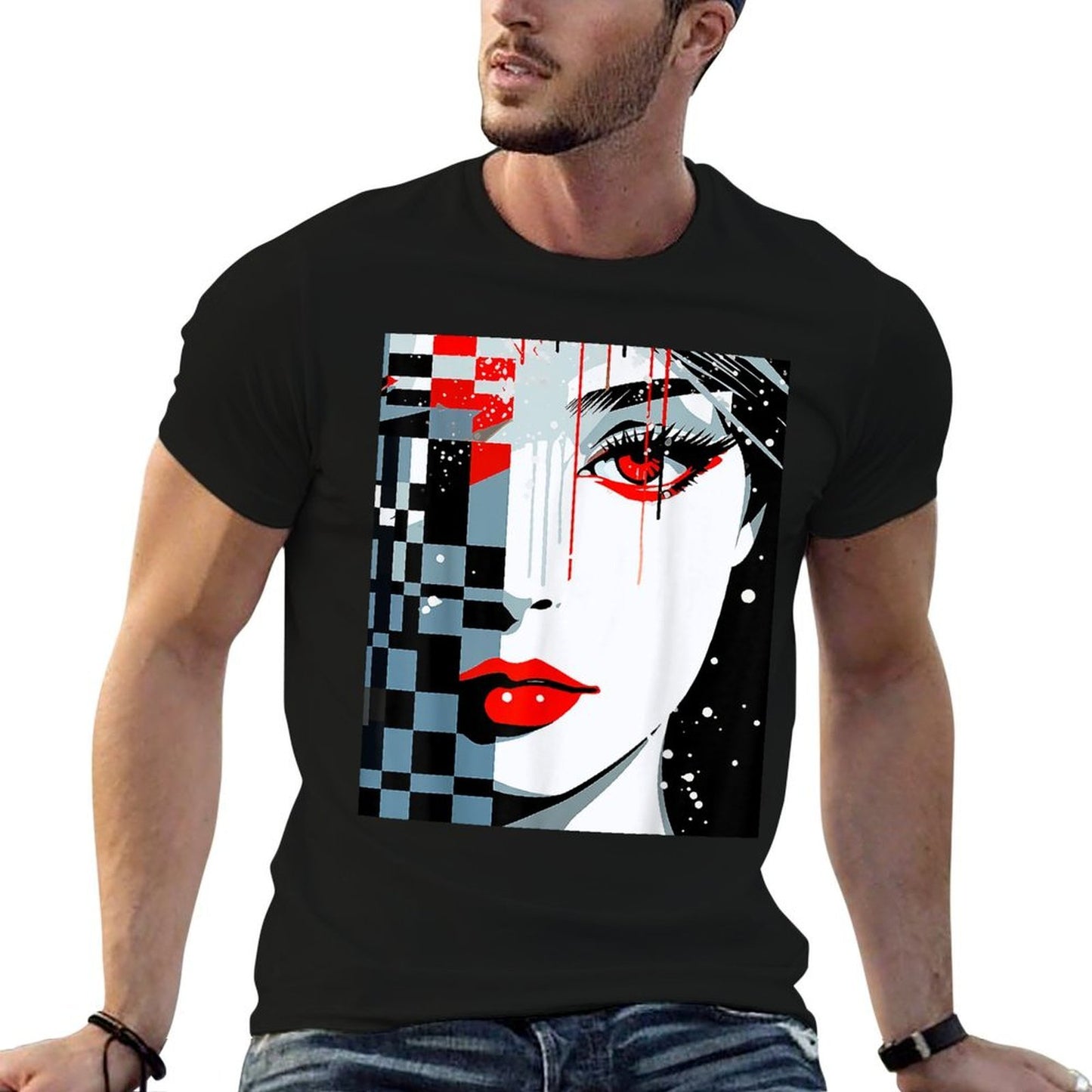 Women Face Abstract Geometric Art Illustration Graphic Women Classic T-Shirt