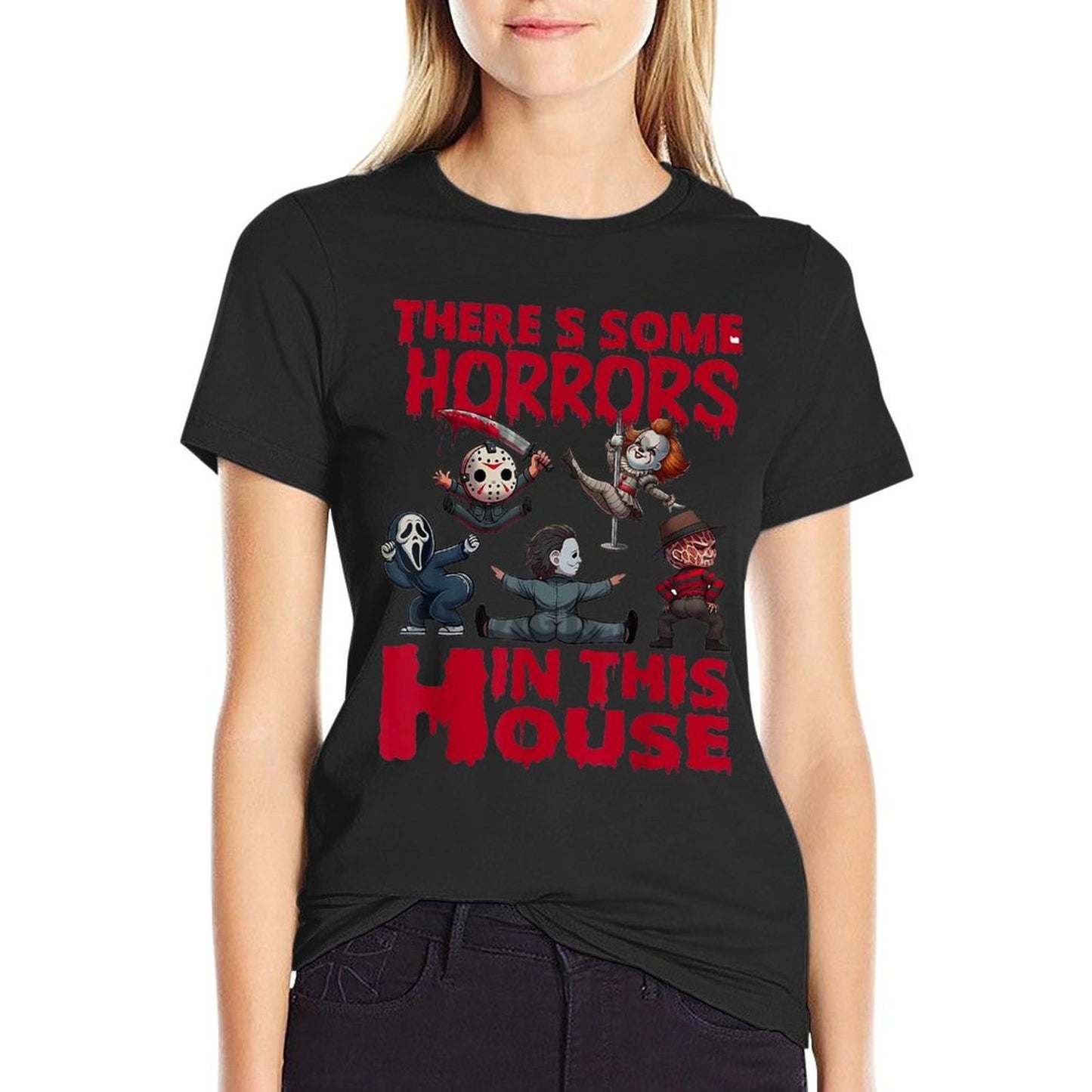 Theres Some Horrors In This House Funny Horror Characters Graphic-printed T-Shirt