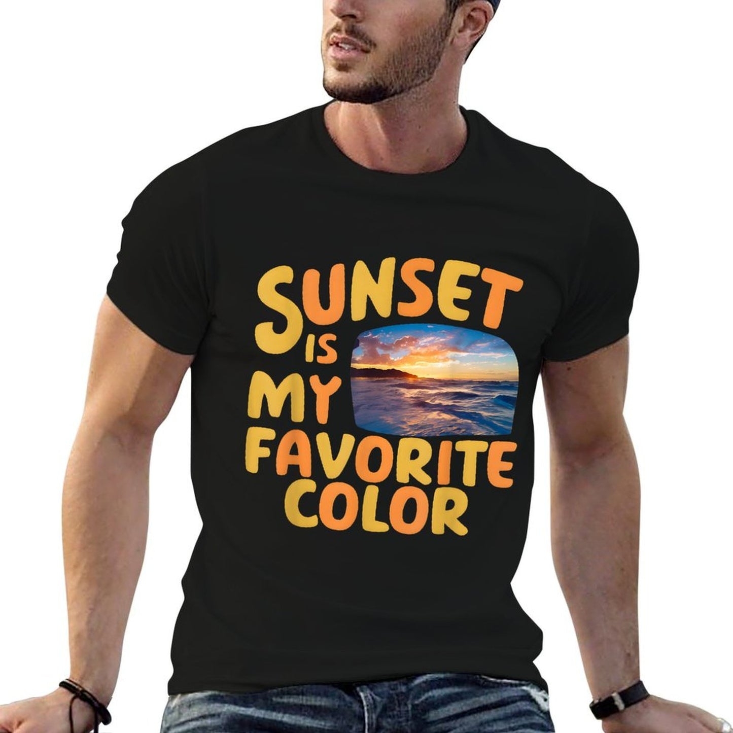Sunset Is My Favorite Color Ocean Vista Beach Lover Oversized Silhouette T-Shirt