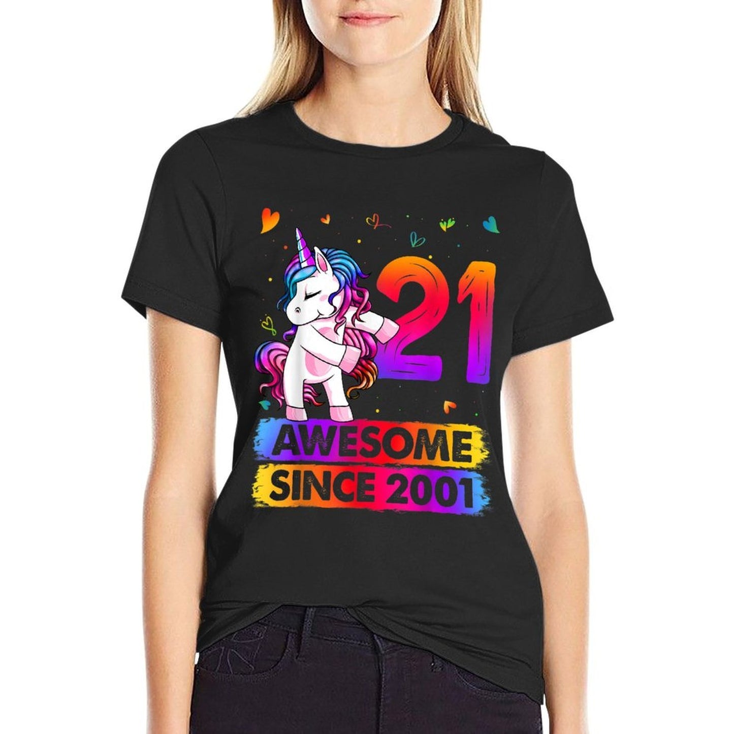 21 Year Old Unicorn Flossing 21st Birthday Unicorn Party Graphic-printed T-Shirt