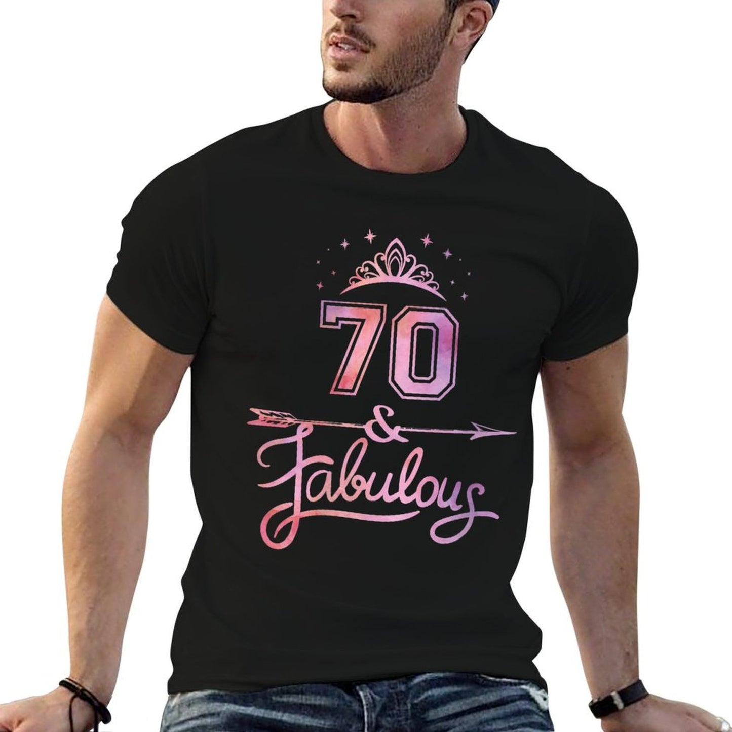 Womens Women 70 Years Old And Fabulous Happy 70th Birthday Graphic-printed T-Shirt