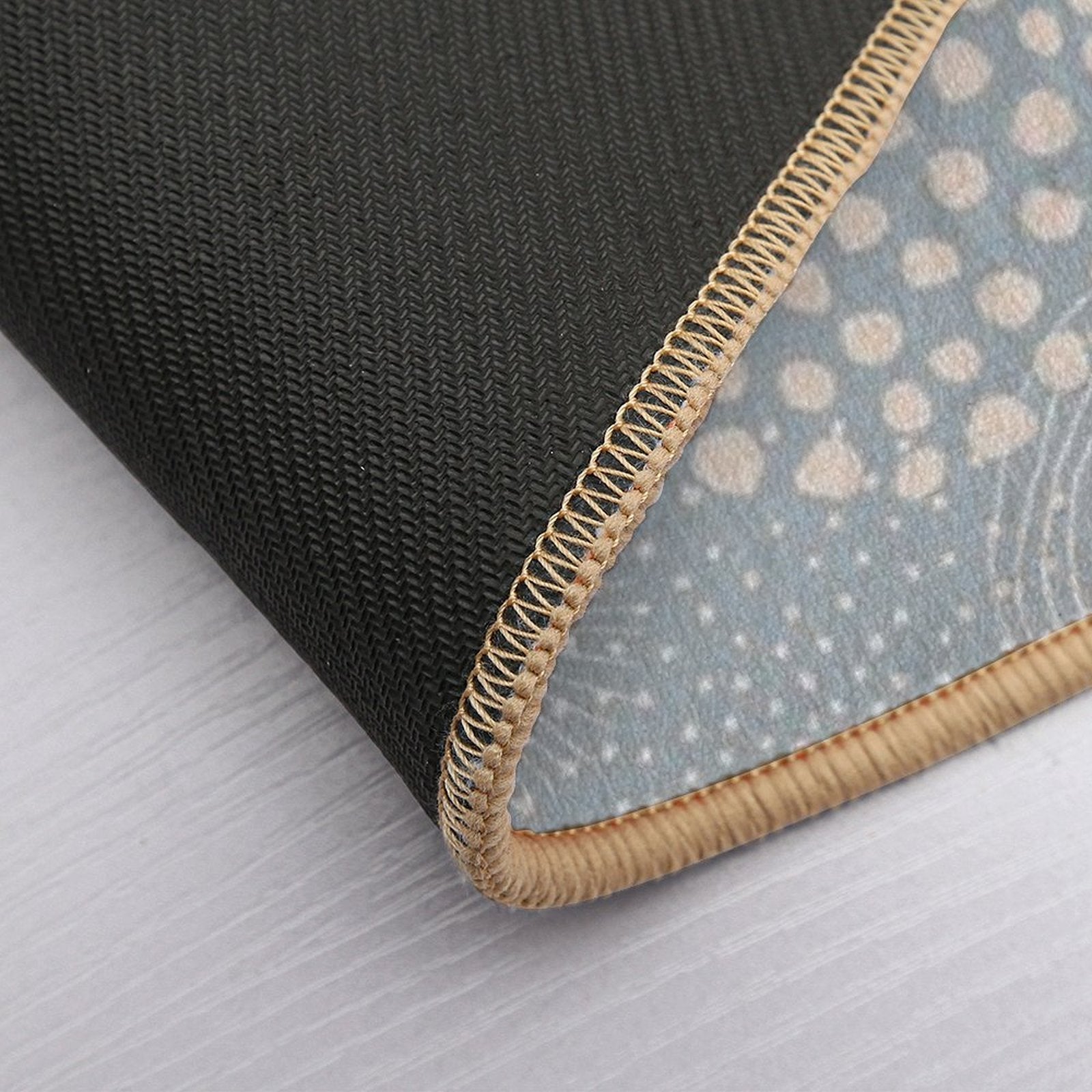 Blue  Abstract Geometric Repeat Pattern  Toxin-Free Bath Mat