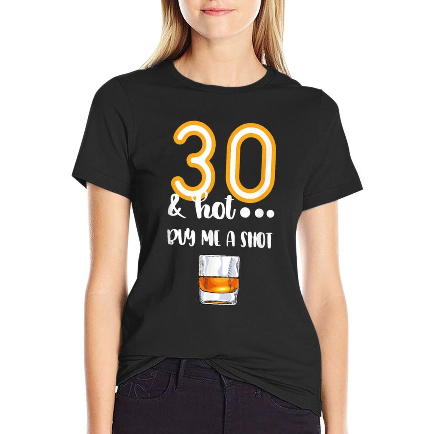 30 And Hot - Shot Glass Design Beer Drinker 30th Birthday Summer-ready Fabric T-Shirt