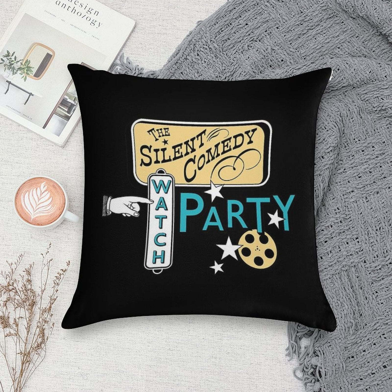 Silent Comedy Watch Party Soft Gift Ready Throw Pillow