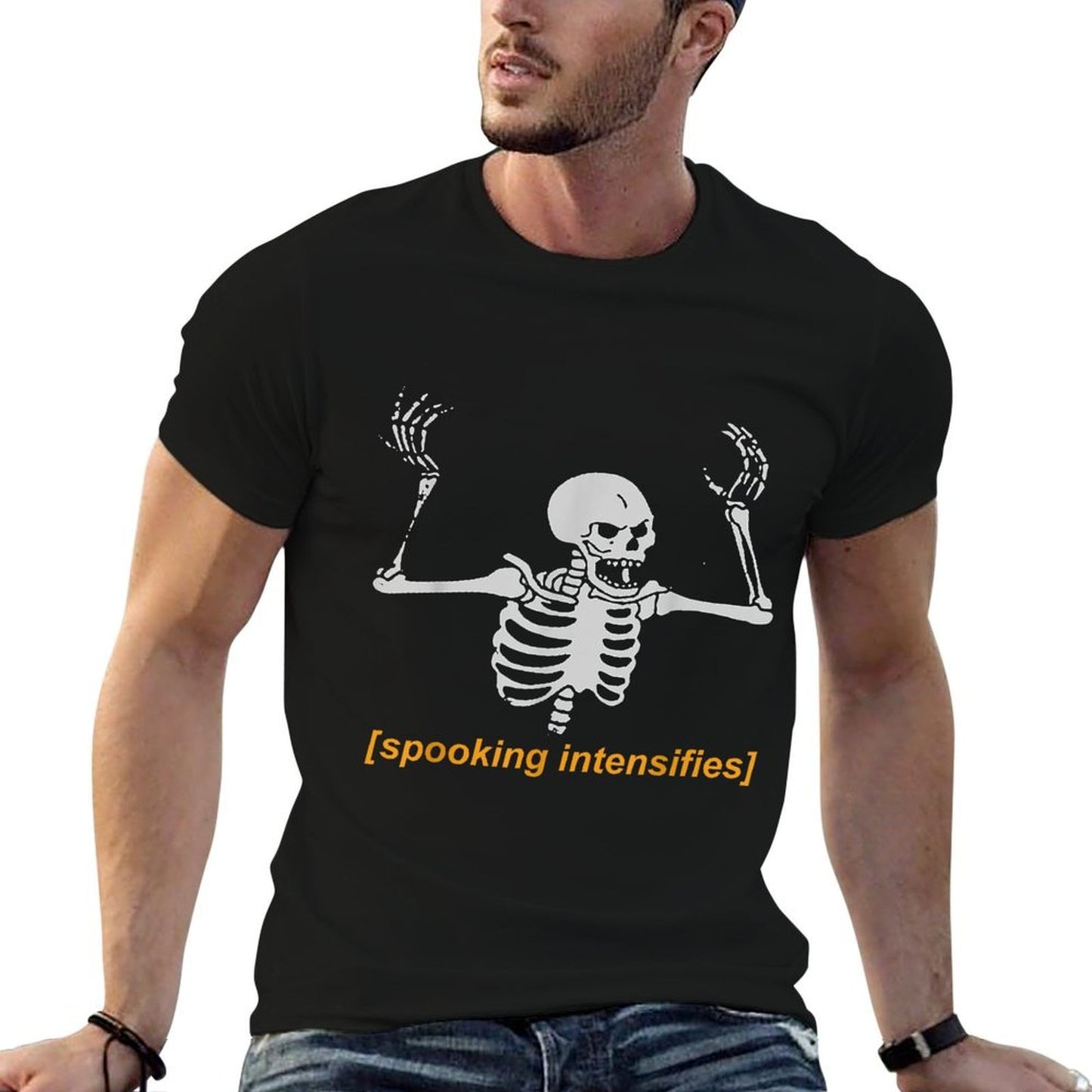 Spooking Intensifies Spooky Scary Skeleton Meme Graphic-printed T-Shirt