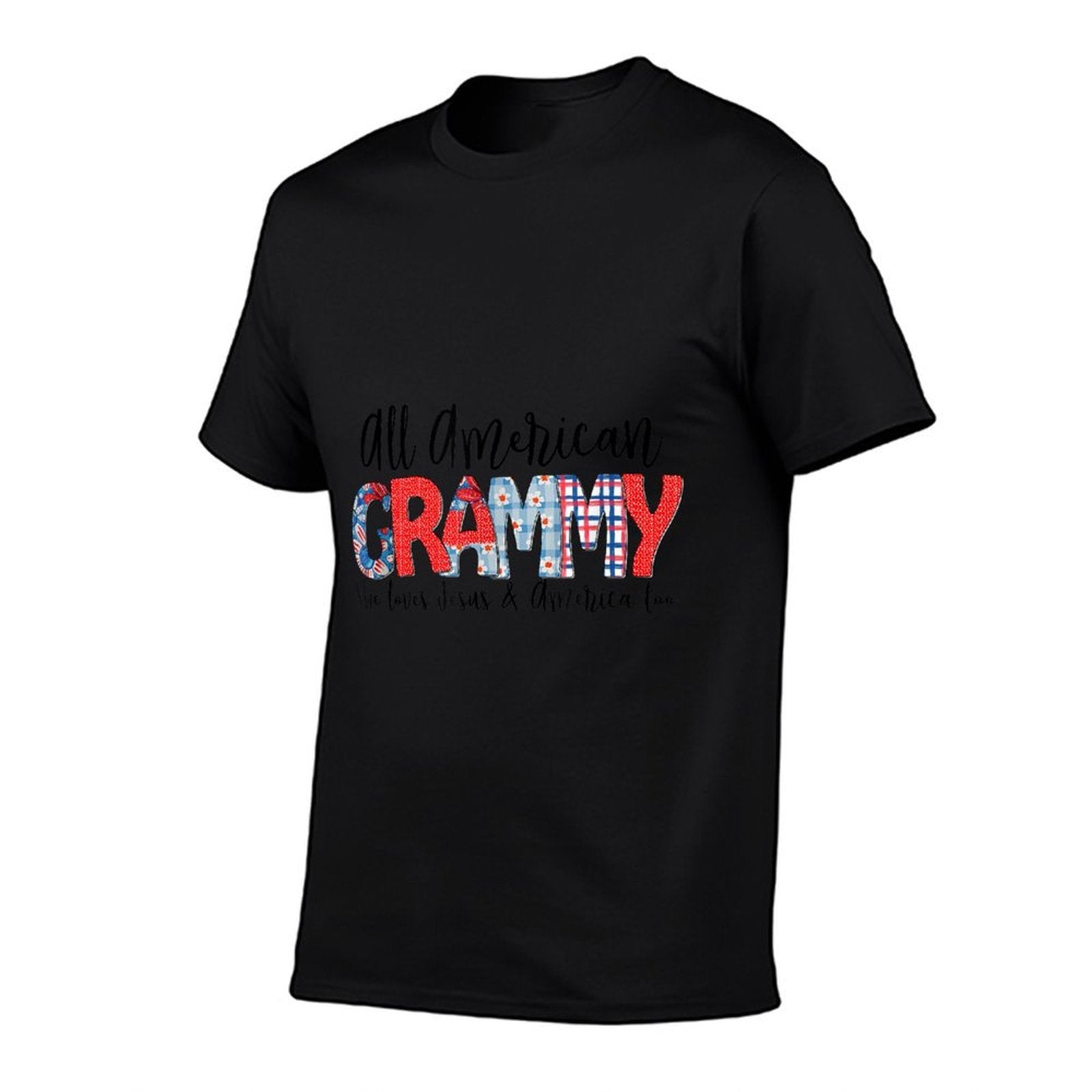 All American Grammy She Loves Jesus America Too 4th Of July  Wrinkle-resistant T-Shirt