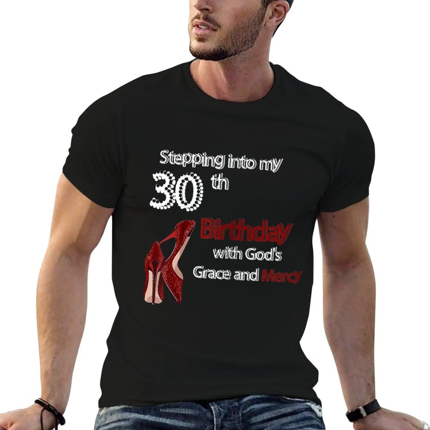 Womens Birthday for Women Girl Stepping Into My 30th Birthday with Lightweight T-Shirt