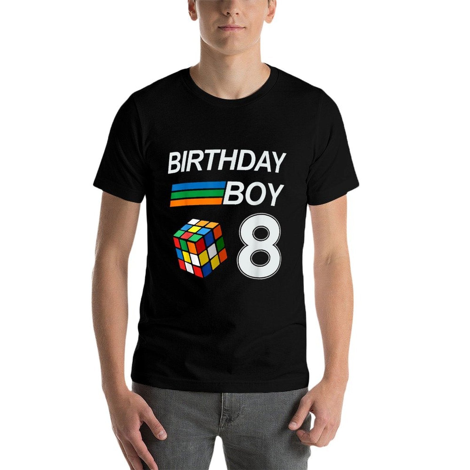 Rubixk Cube Speed Cubing Birthday Boy 8 Years Old Boys Kid  Oversized Silhouette T-Shirt
