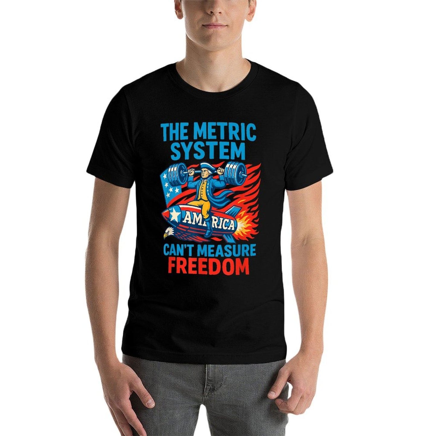 The Metric System Cant Measure Freedom Eagle USA Meme Cotton T-Shirt