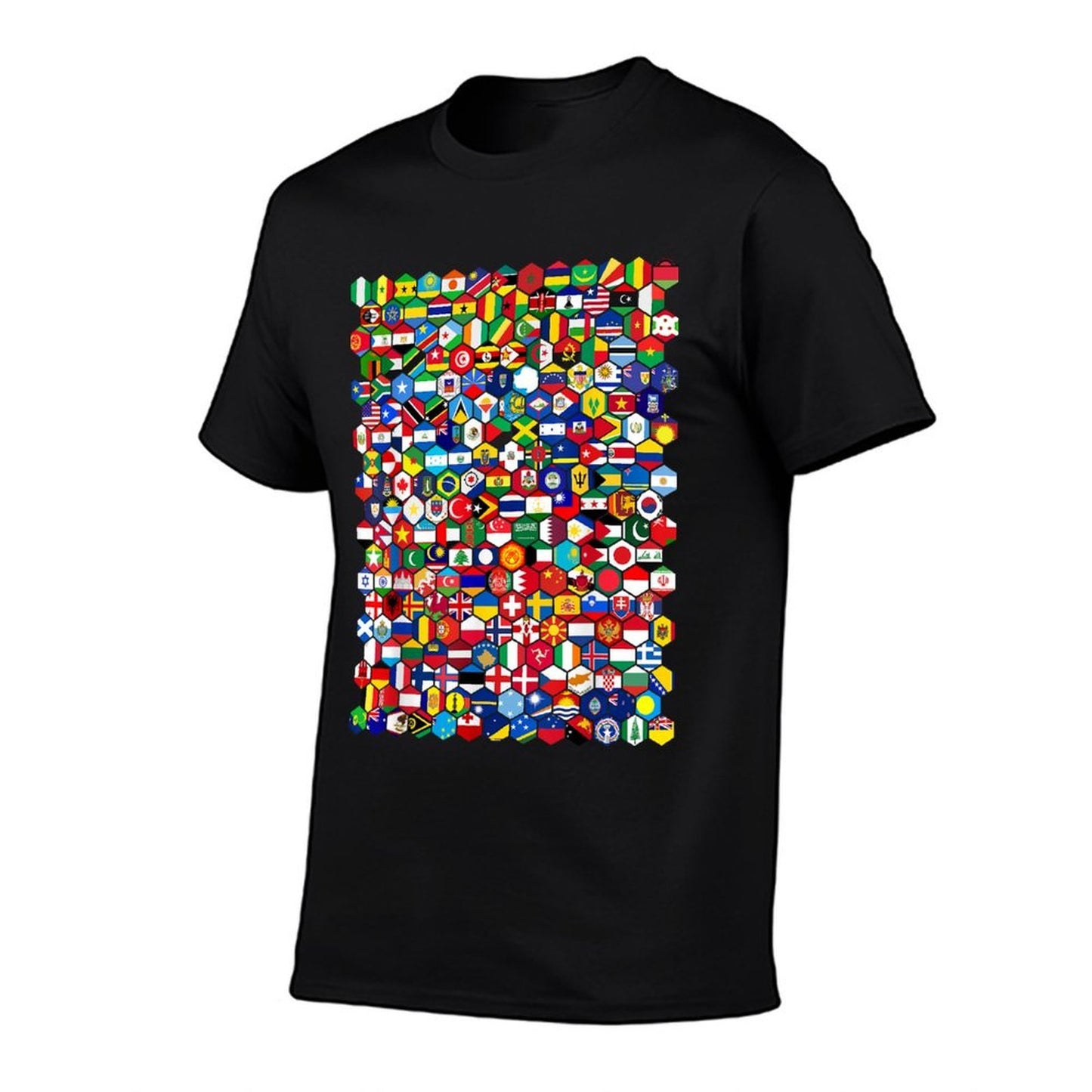 Worlds in Hexagonal Pattern, National Flags Durable T-Shirt