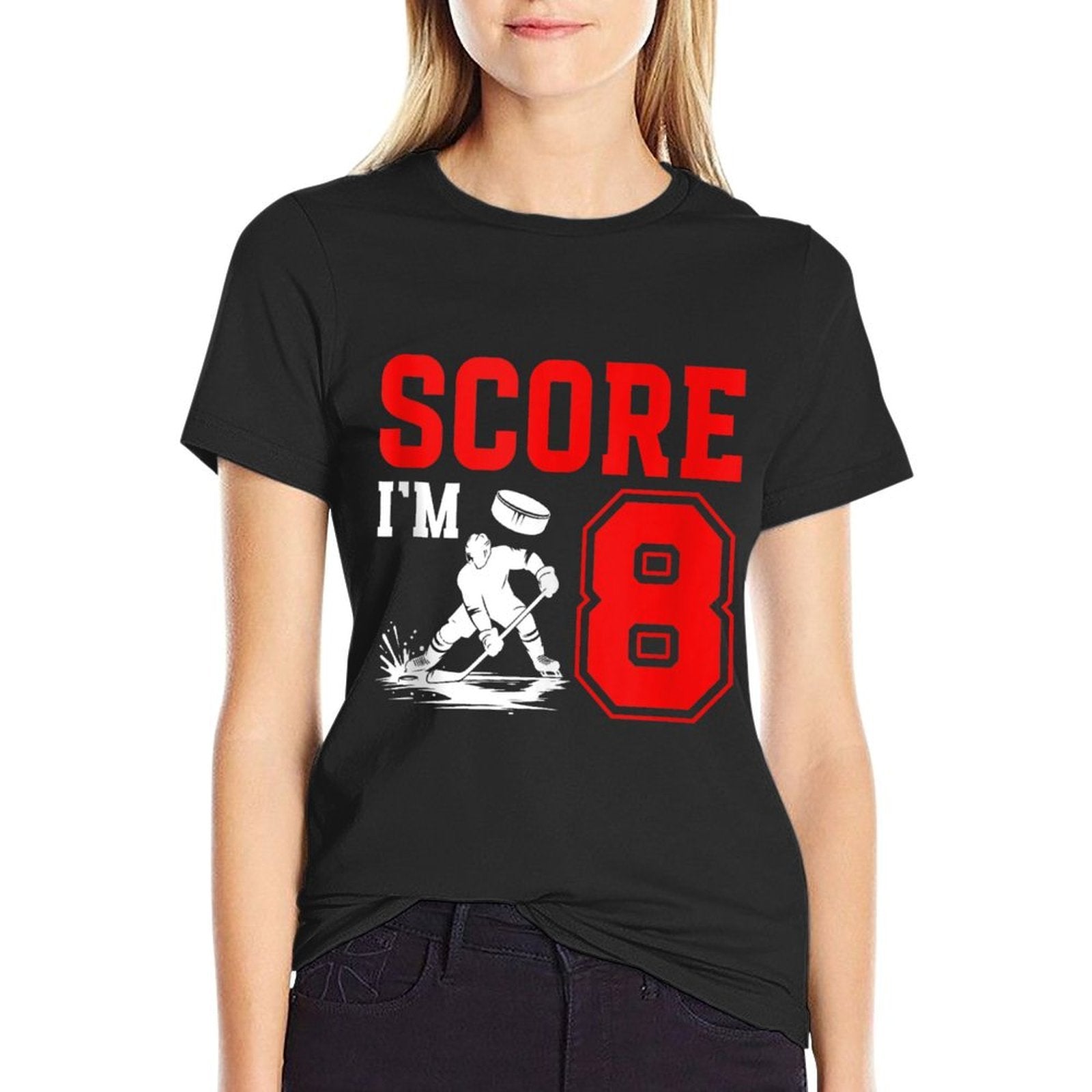 8th Ice Hockey Birthday Eight Year Old Ice Hockey Player  Eco-friendly Material T-Shirt