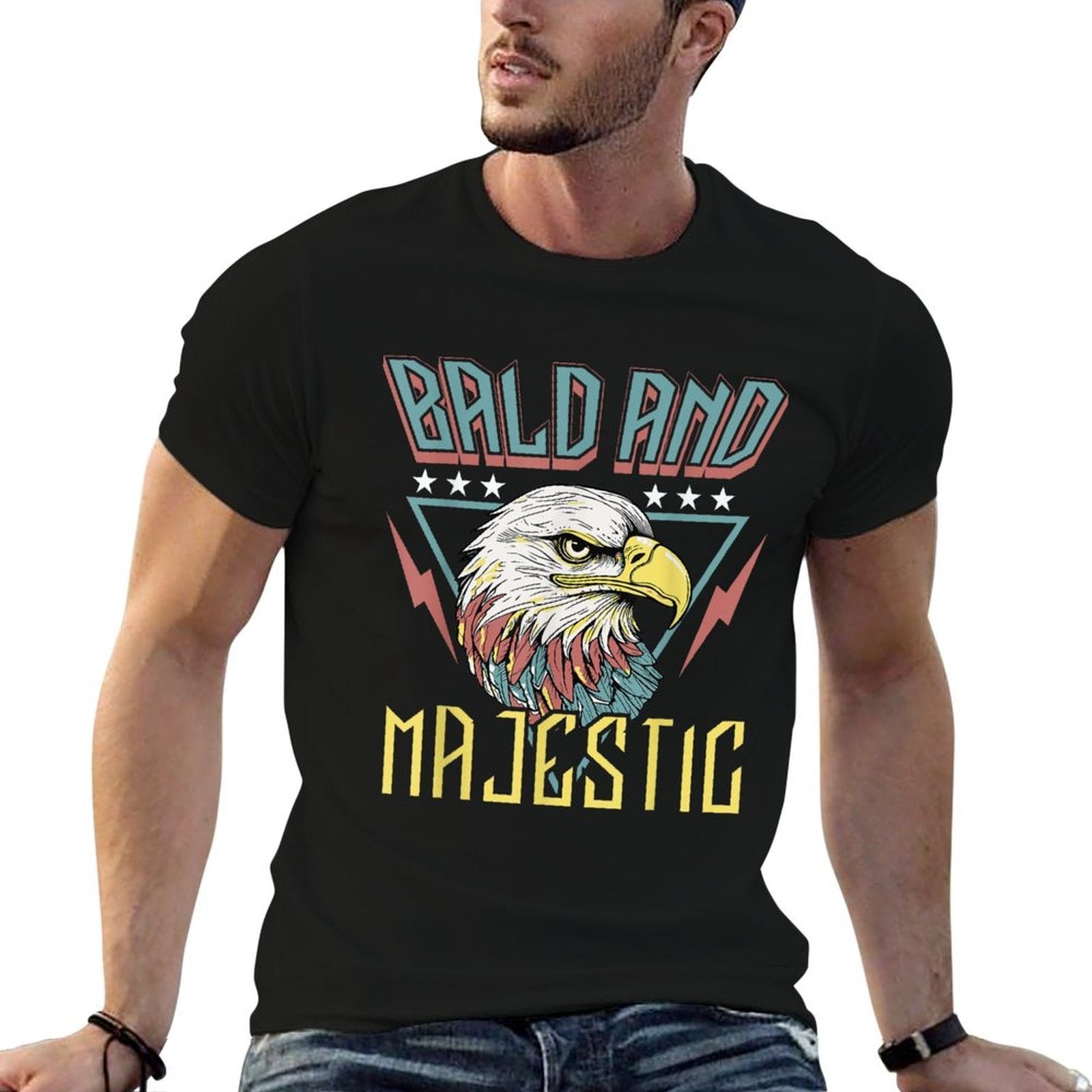 Bald  Majestic Retro Dad Husband Grandpa Joke Men Funny  Slim-fit Cut T-Shirt