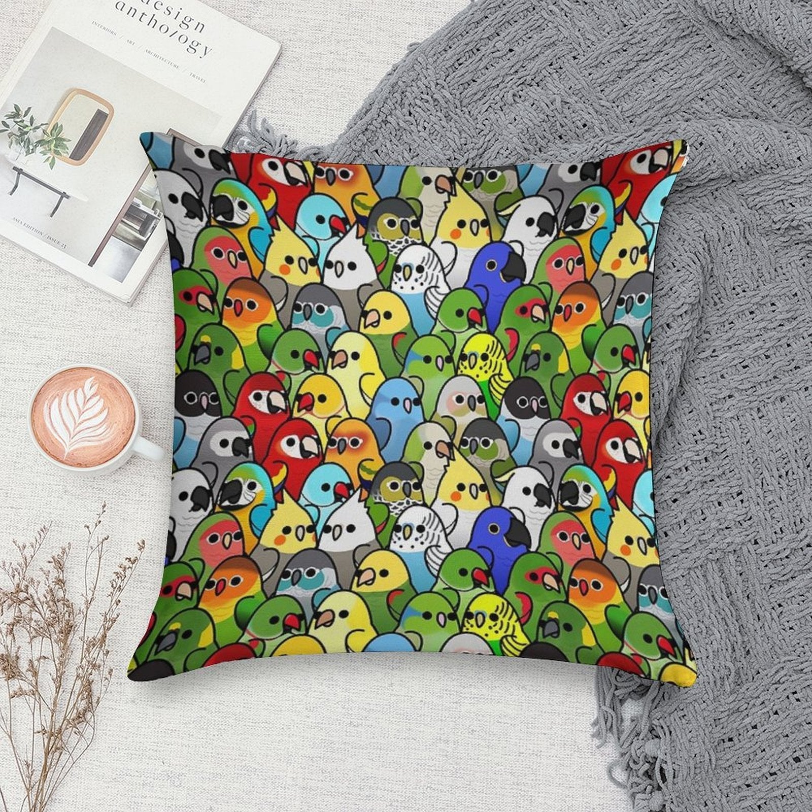 Too Many Birds! Bird Squad 1 Soft Gift Ready Throw Pillow