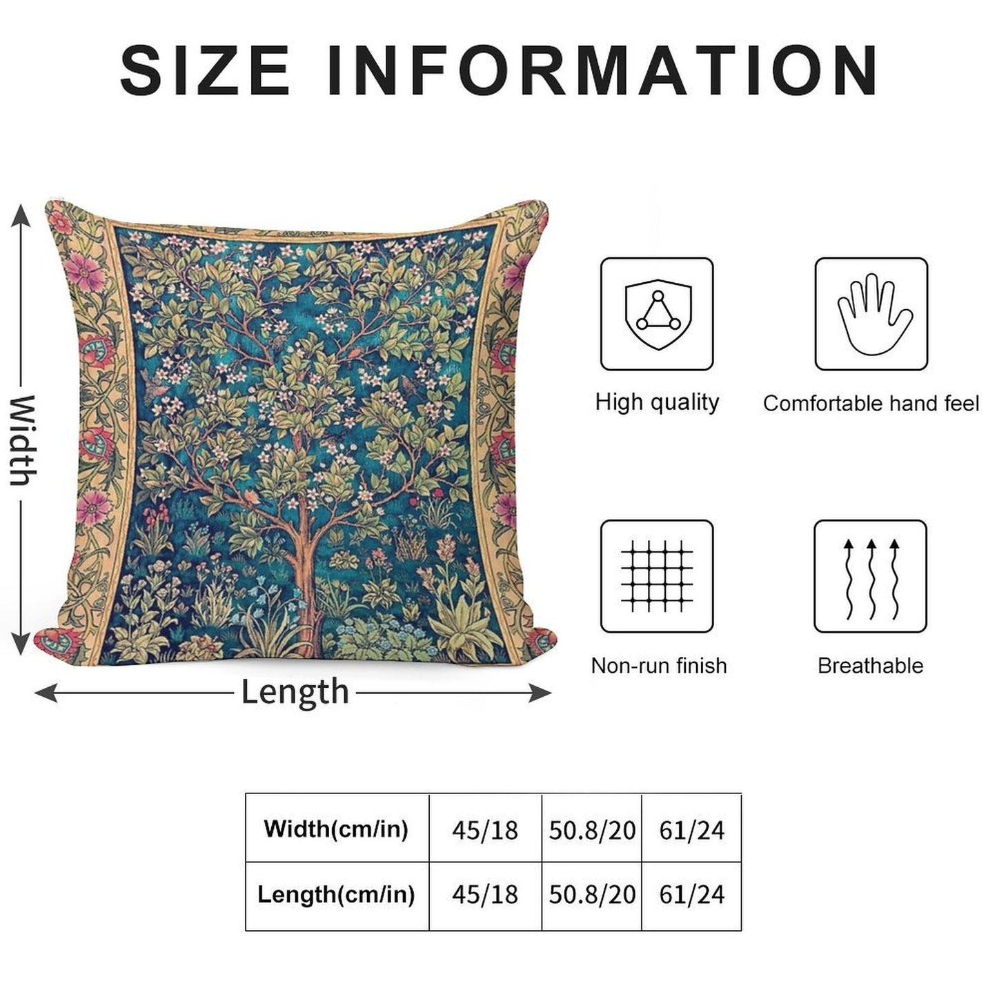 William Morris - Tree of Life, No,3. Soft Multiple Sizes Throw Pillow