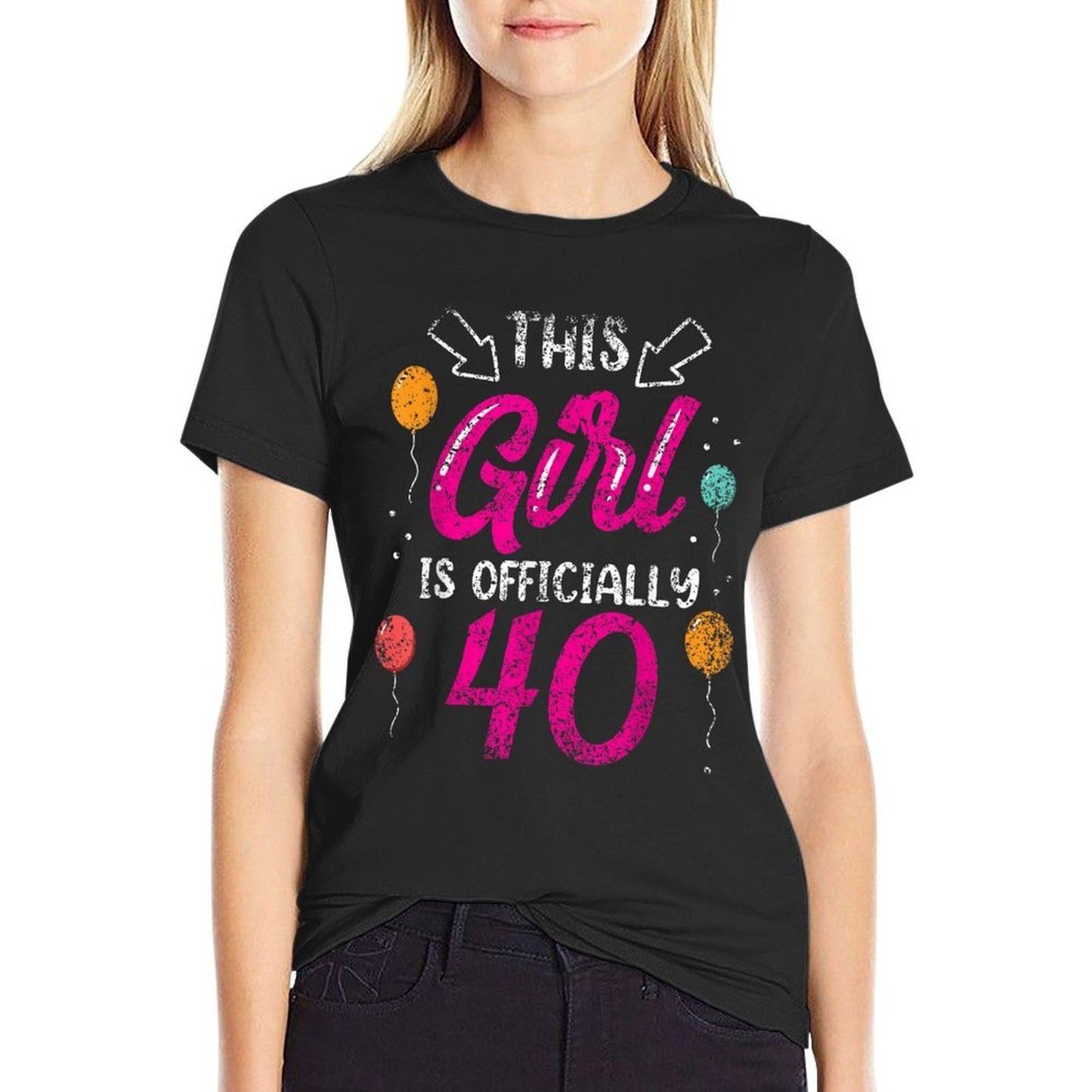 This Girl Is Officially 40 Girls Age Years Old Birthday  Relaxed-fit T-Shirt