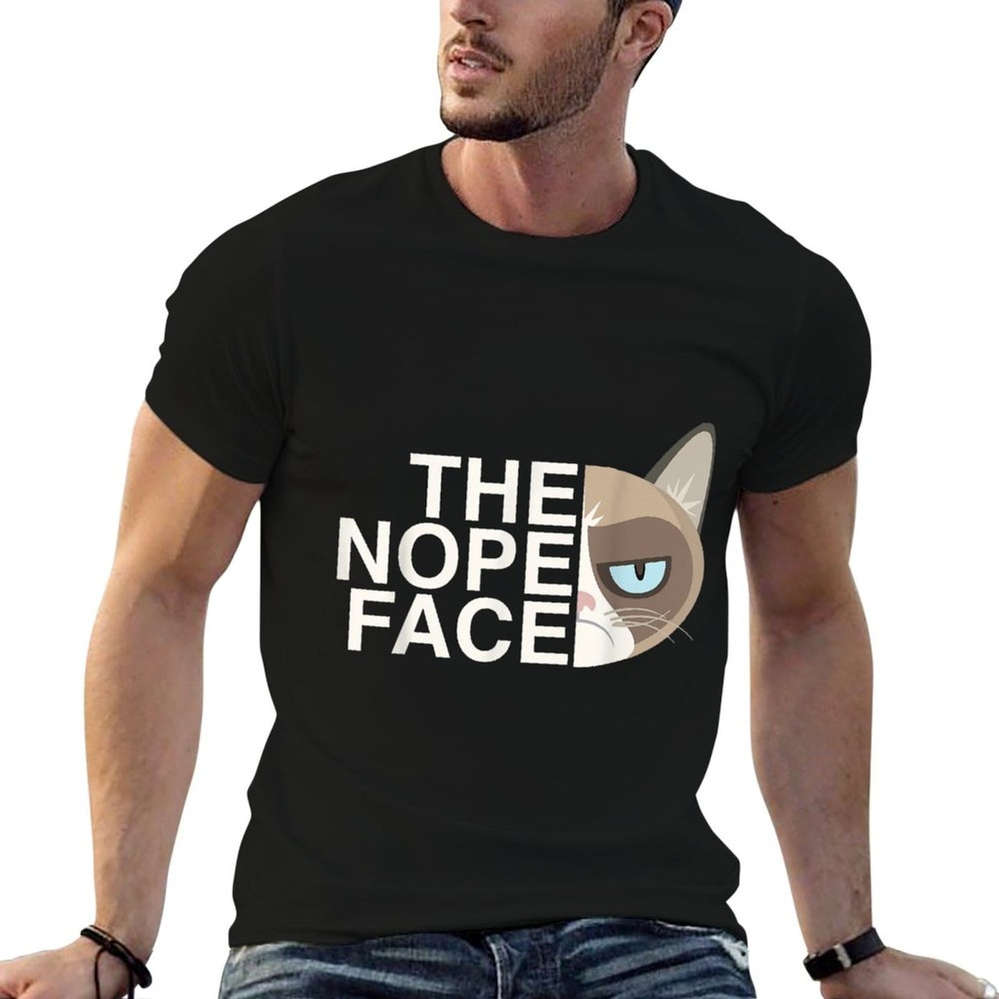 The Nope Face Funny Lazy Cat Joke for Men Women Classic T-Shirt