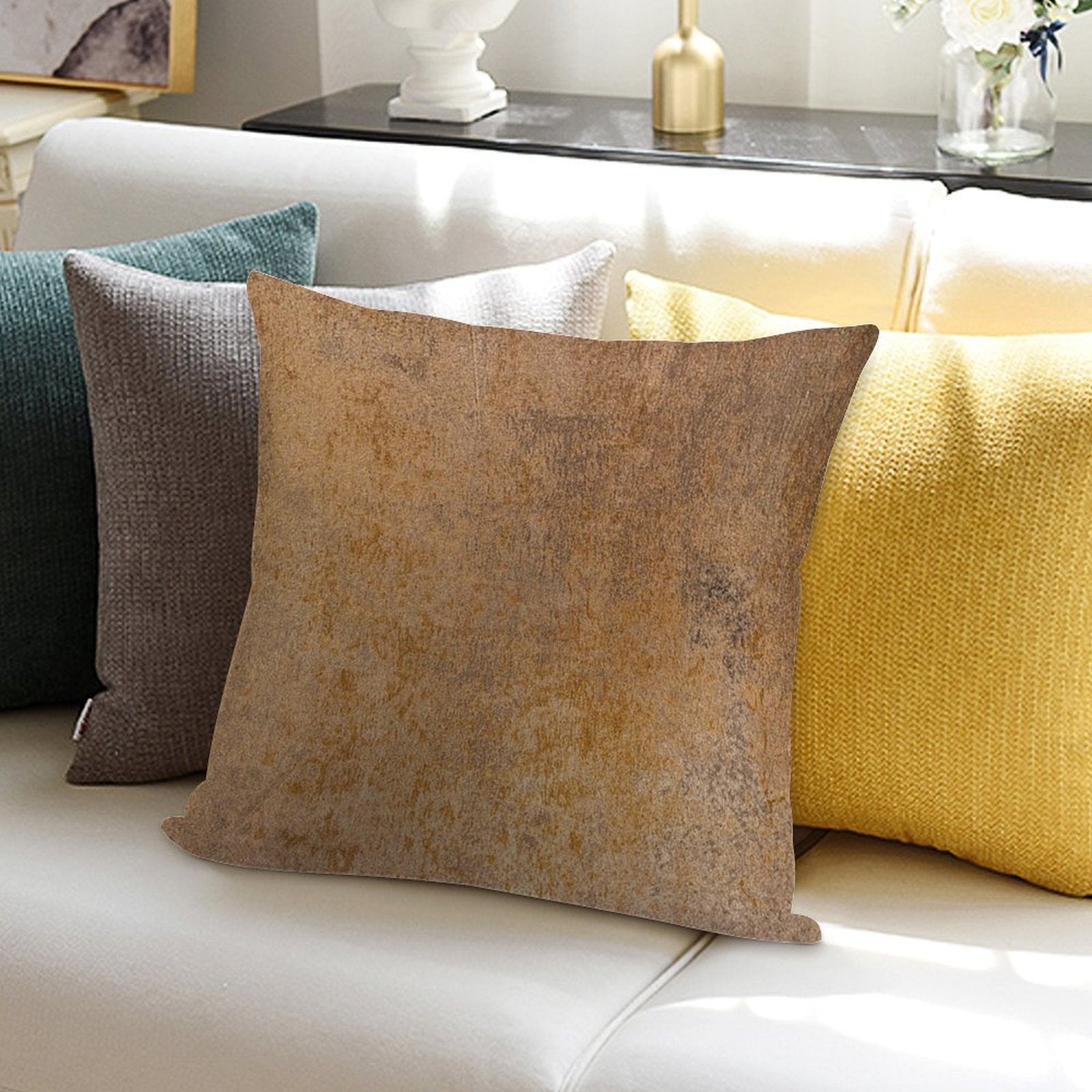 Grunge Metal Texture Soft Reinforced Edging Throw Pillow