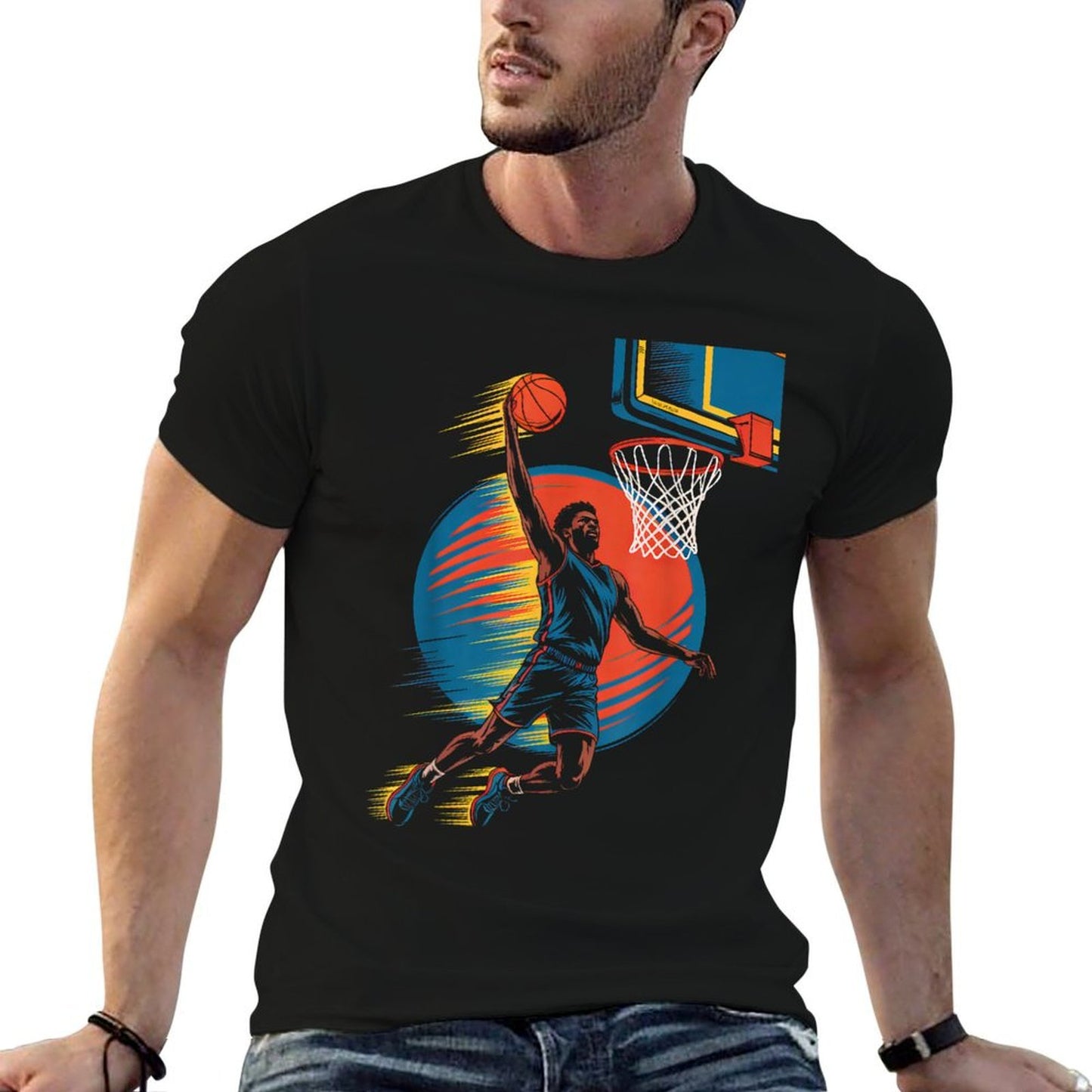 Vintage Basketball Player Birthday for Men Boys Basketball  Durable T-Shirt