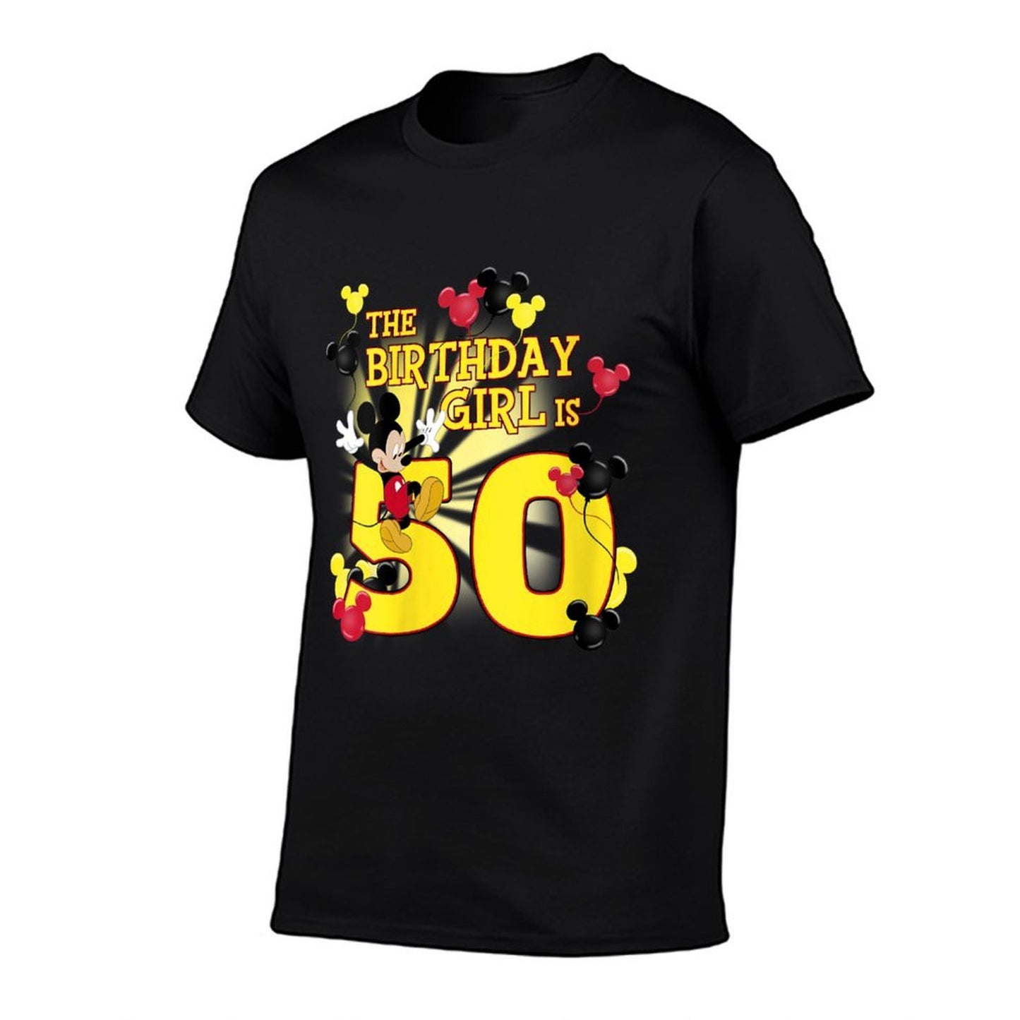Womens Disney Mickey And Friends Mickey 50th Birthday Girl Oversized Silhouette T-Shirt