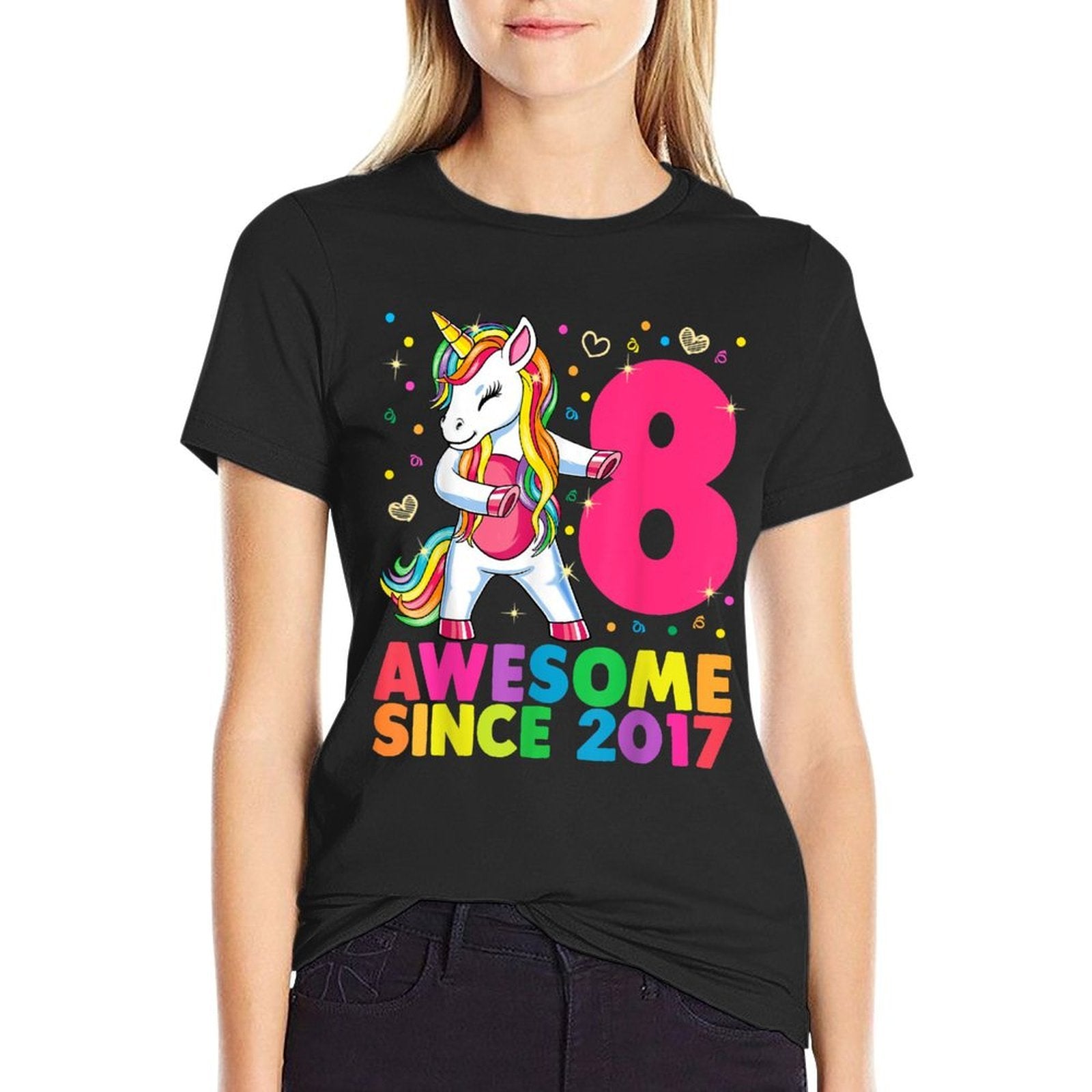 8 Years Old Unicorn Flossing 8th Birthday Girl Unicorn Party  Lightweight T-Shirt
