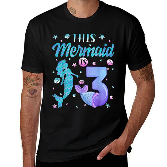 This Mermaid Is 3 Years Old 3rd Birthday Girl Mermaid Lover  Relaxed-fit T-Shirt