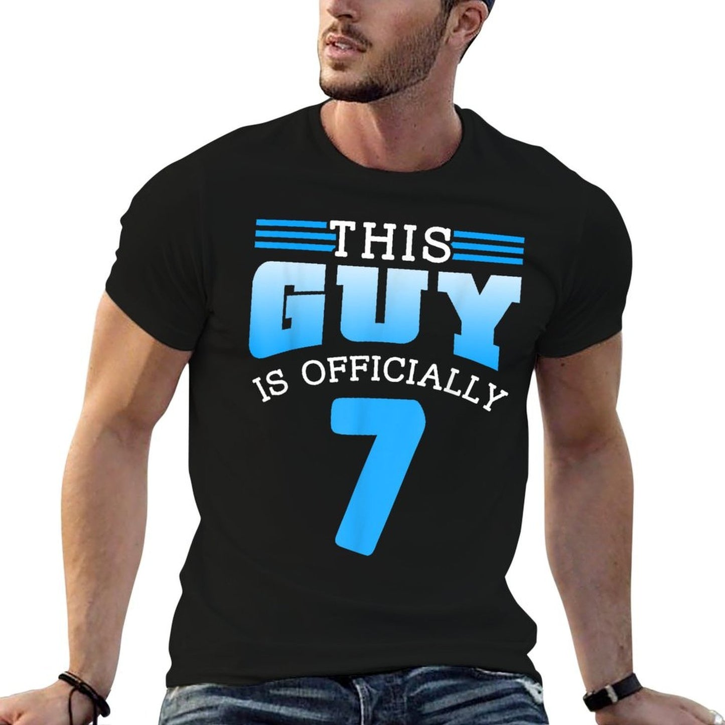 This Guy Is Officially 7 Cute Birthday Men Boy Seven 7Th  Summer-ready Fabric T-Shirt