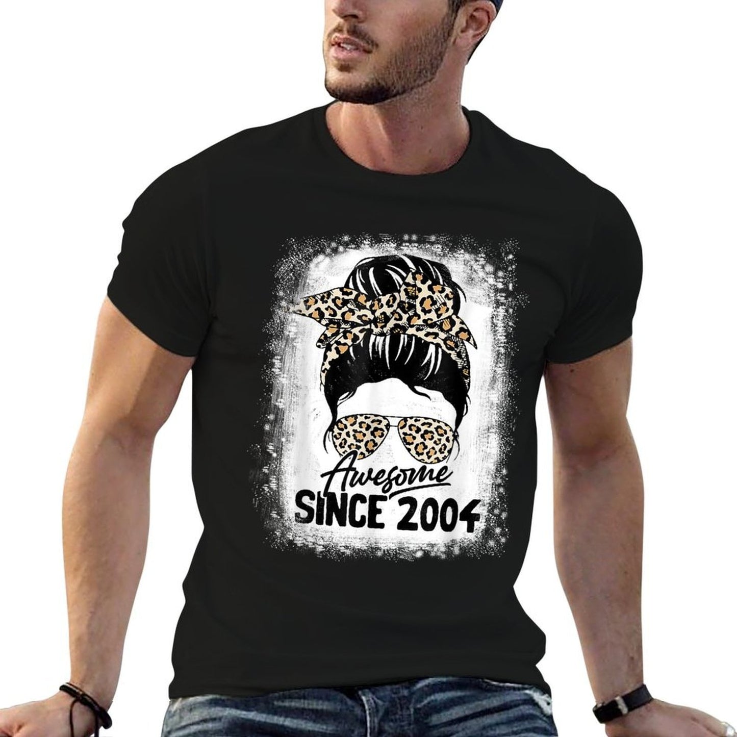 18 Years Old Awesome Since 2004 Leopard 18th Birthday Summer-ready Fabric T-Shirt