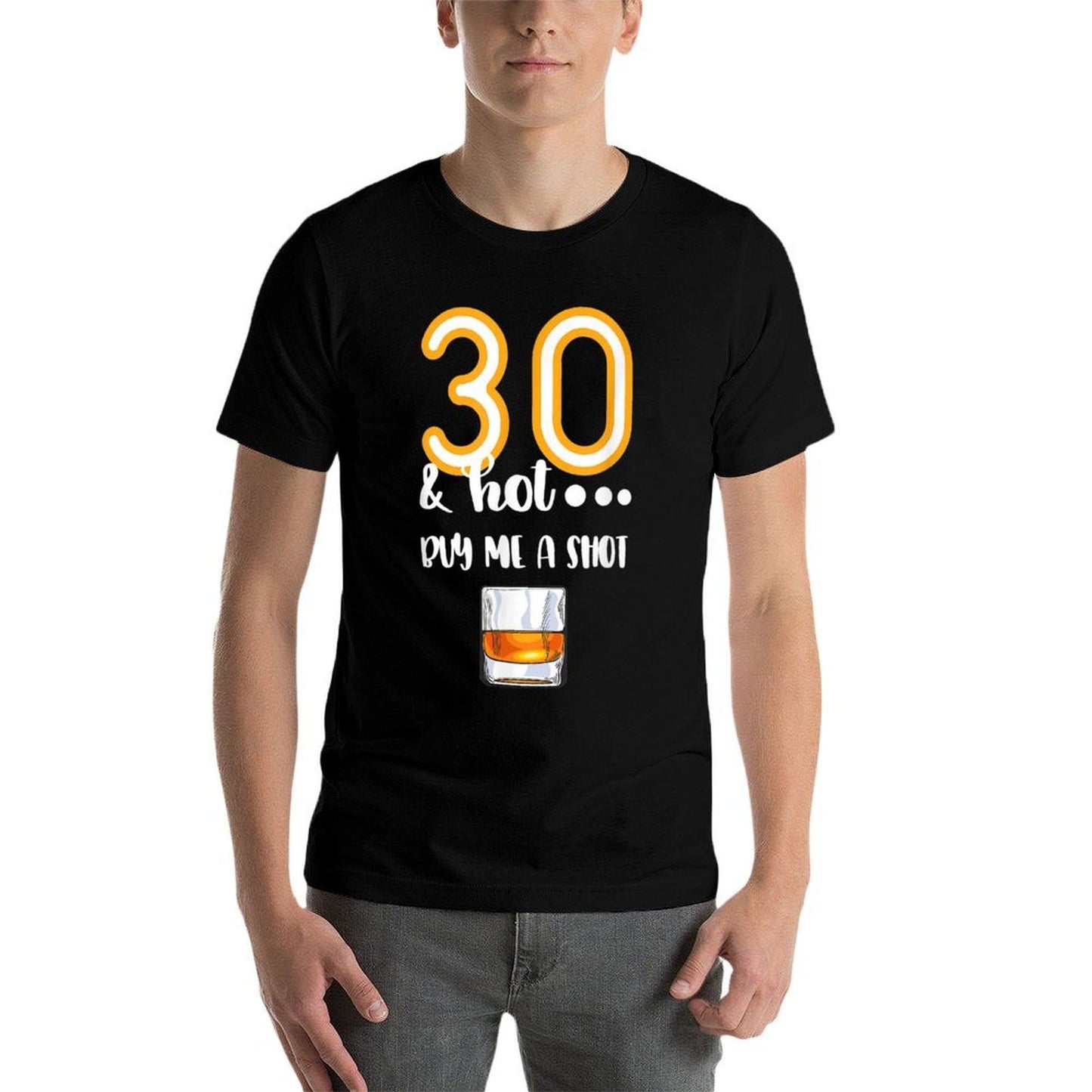 30 And Hot - Shot Glass Design Beer Drinker 30th Birthday Summer-ready Fabric T-Shirt