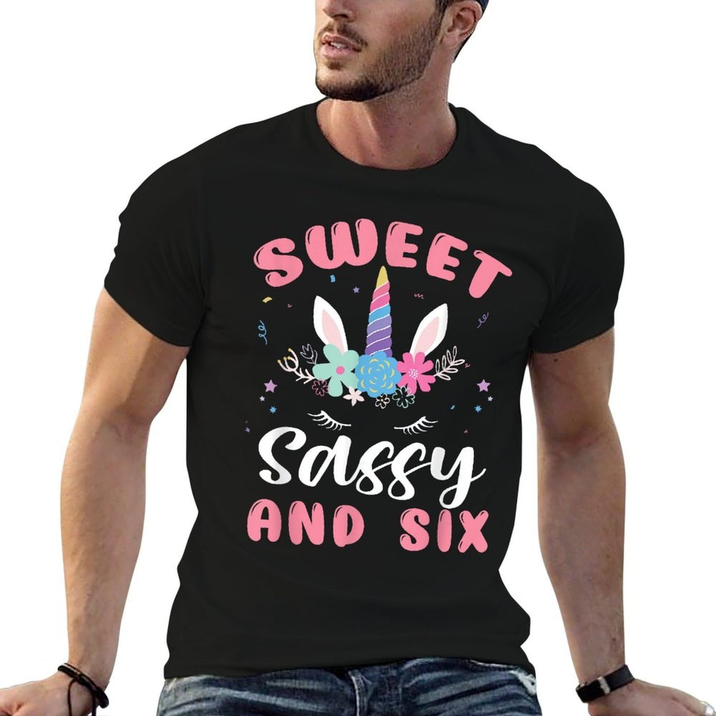 Sweet Sassy And Six Unicorn 6th Birthday Girls 6 Year Old Eco-friendly Material T-Shirt