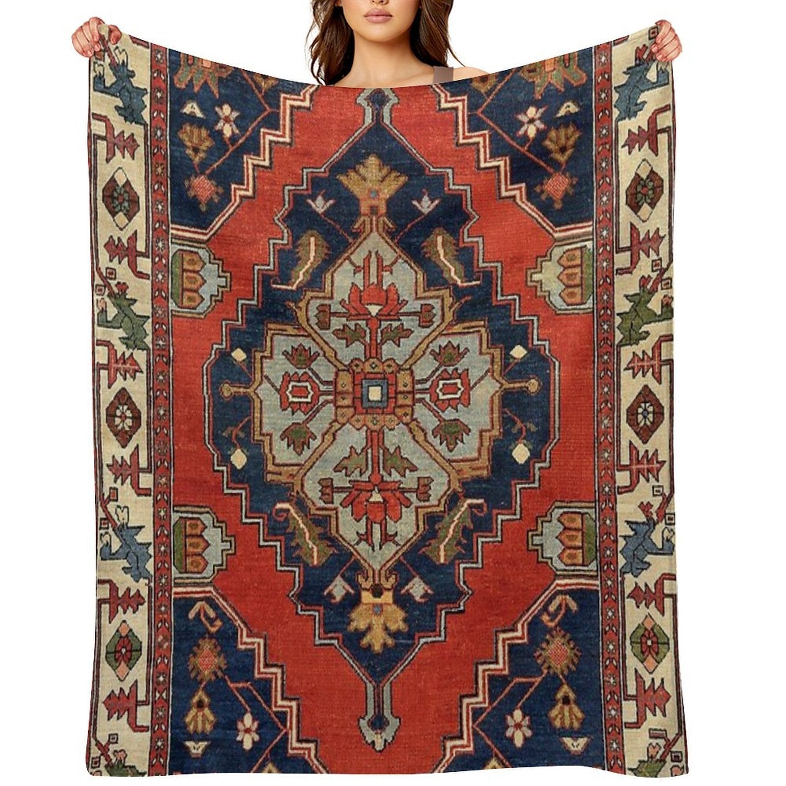 Antique Persian Bakshaish Oriental Carpet Print Shrink-resistant Throw Blanket