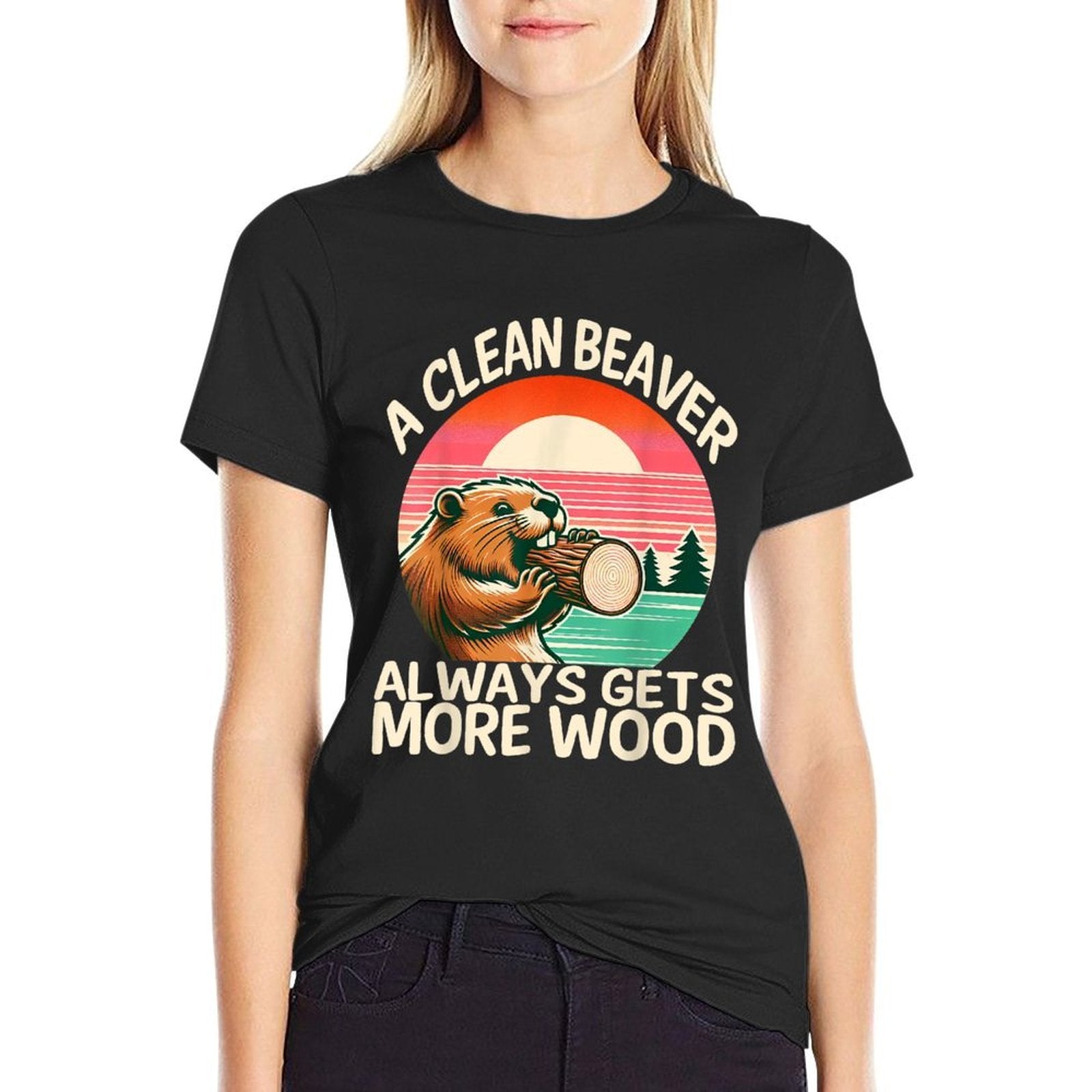 A Clean Beaver Always Gets More Wood Funny Adult Joke Men  Cotton T-Shirt