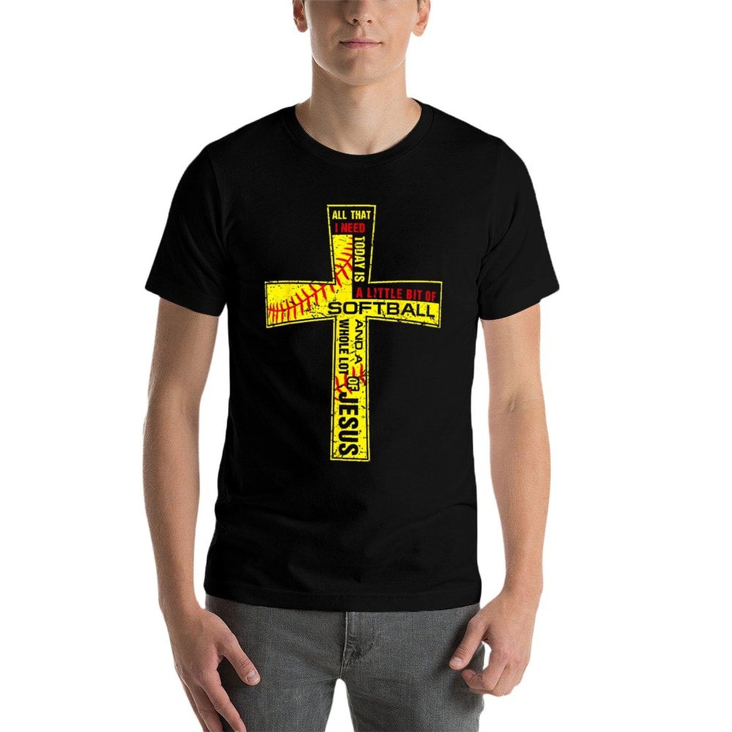 Softball Girl Christian Cross Faith I Need Softball & Jesus  Classic T-Shirt