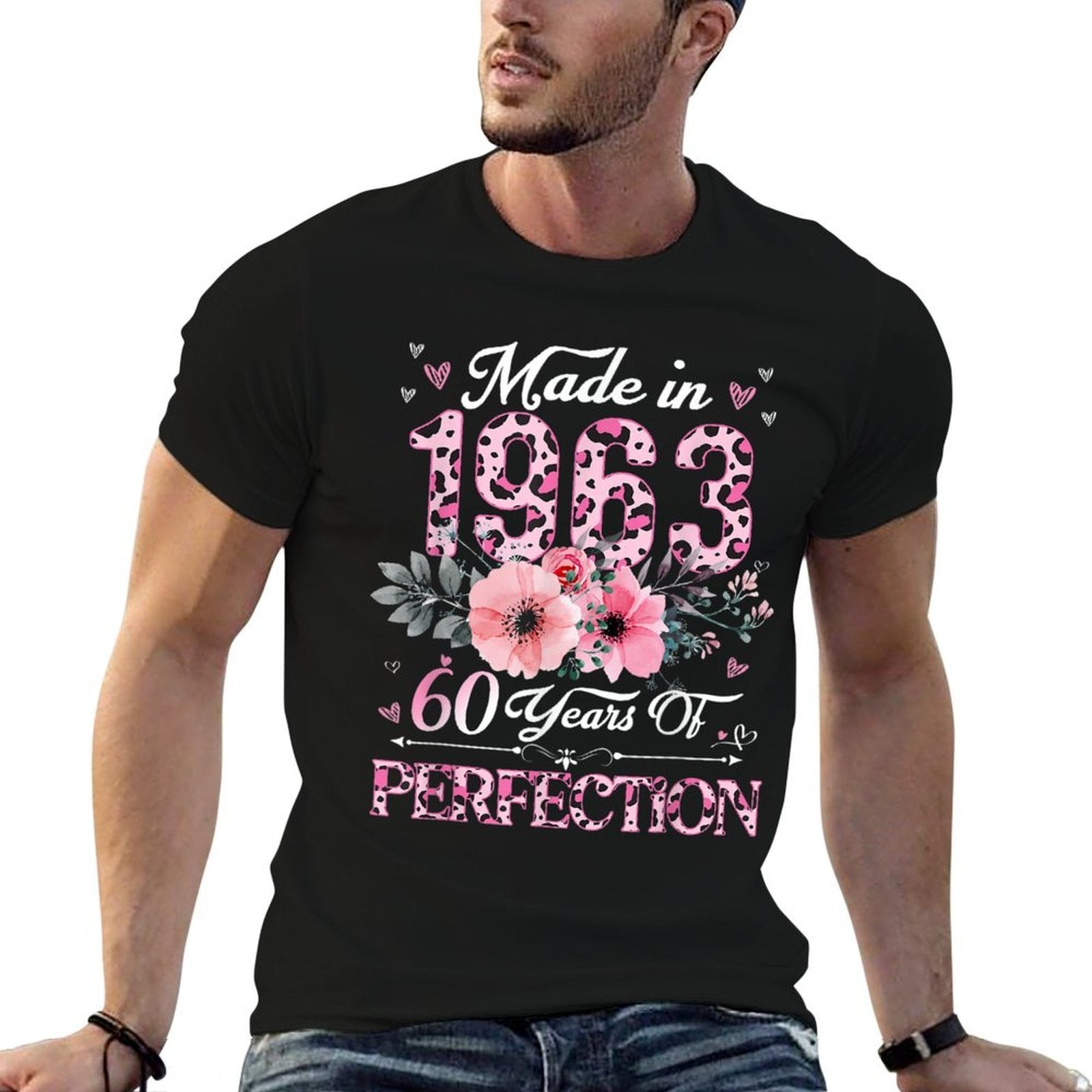 Made In 1963 Leopard Print 60 Years Old 60th Birthday Gifts  Summer-ready Fabric T-Shirt