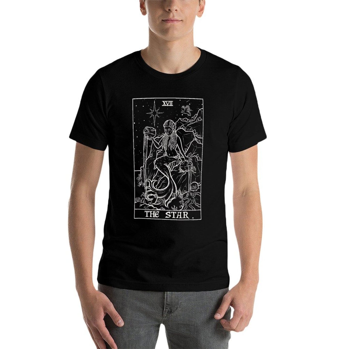 The Star Tarot Card Halloween Mermaid Gothic Witch Horror High-quality Stitching T-Shirt