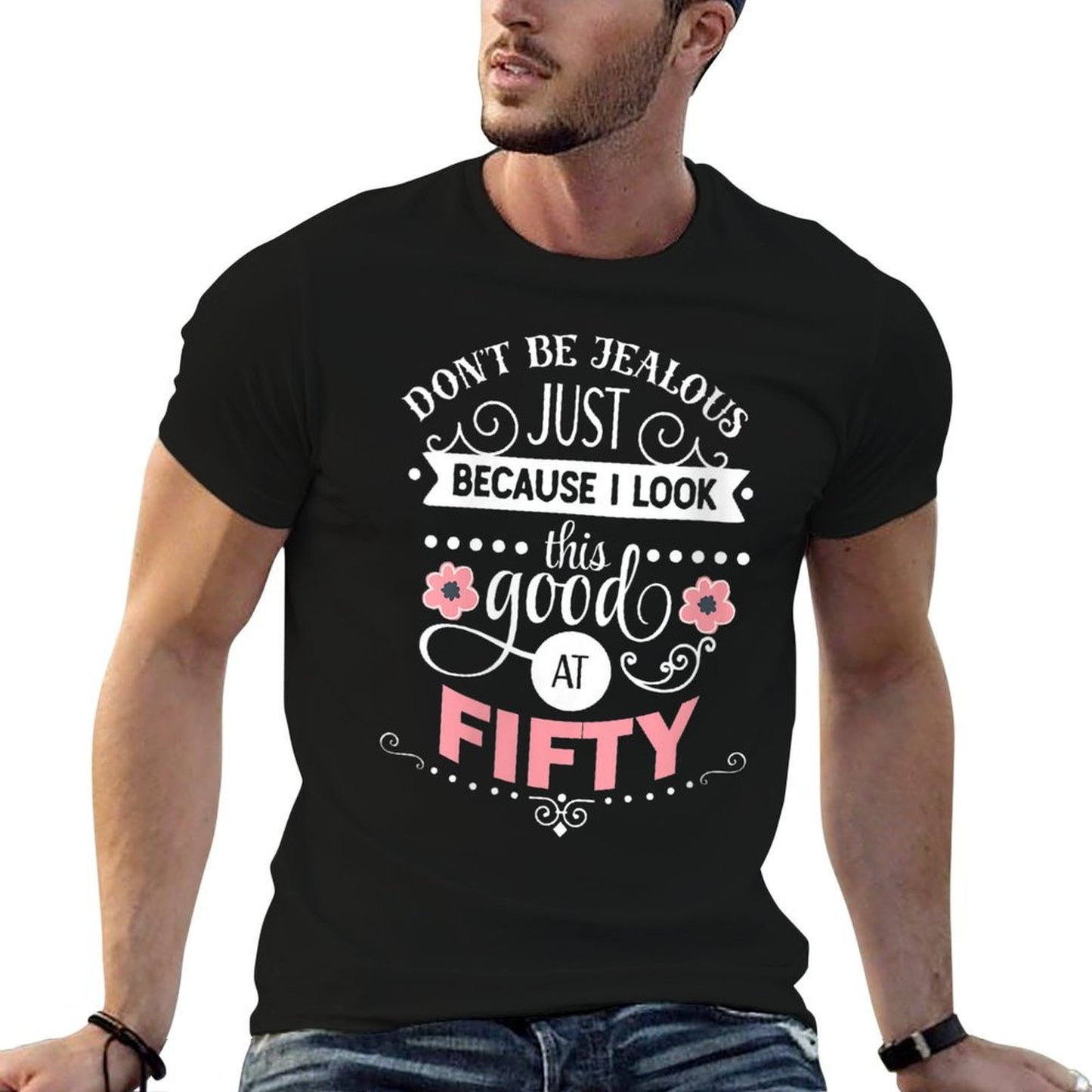 Womens I Look This Good at Fifty Funny 50th Birthday Gift Slim-fit Cut T-Shirt