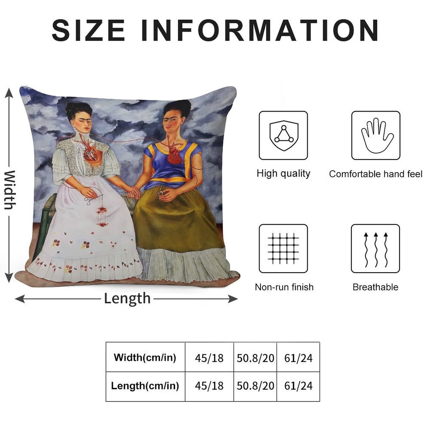 The Two Fridas by Frida Kahlo Soft Skin-Friendly Throw Pillow